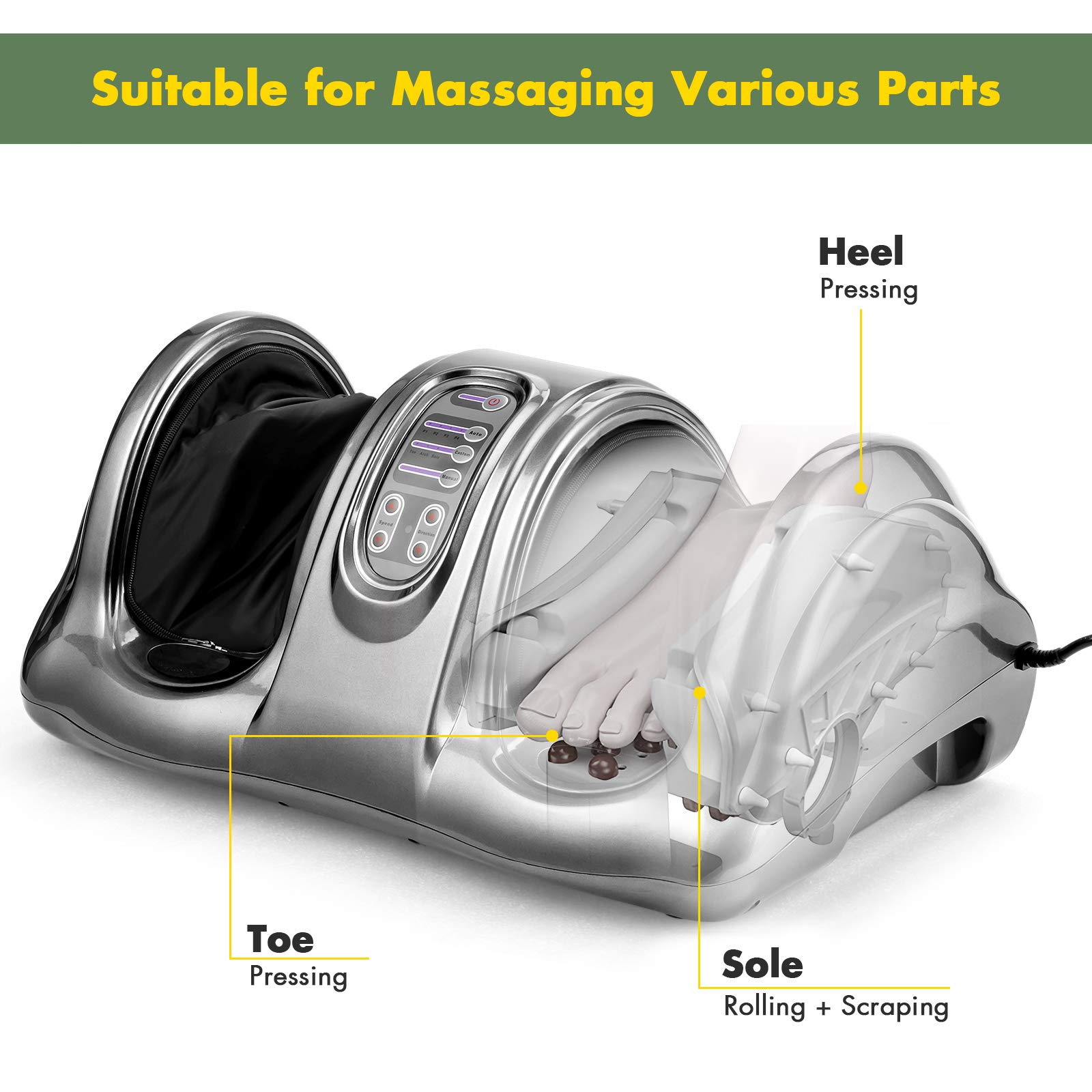 Electric Shiatsu Foot Massager with Remote and 4 Massage Modes