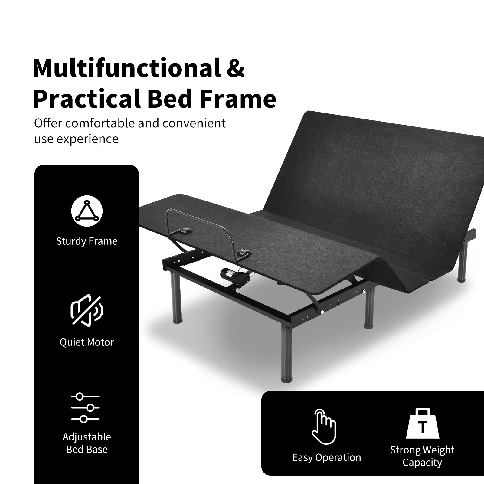 Adjustable Bed Base, Electric Adjustable Bed Frame w/ Wireless Remote