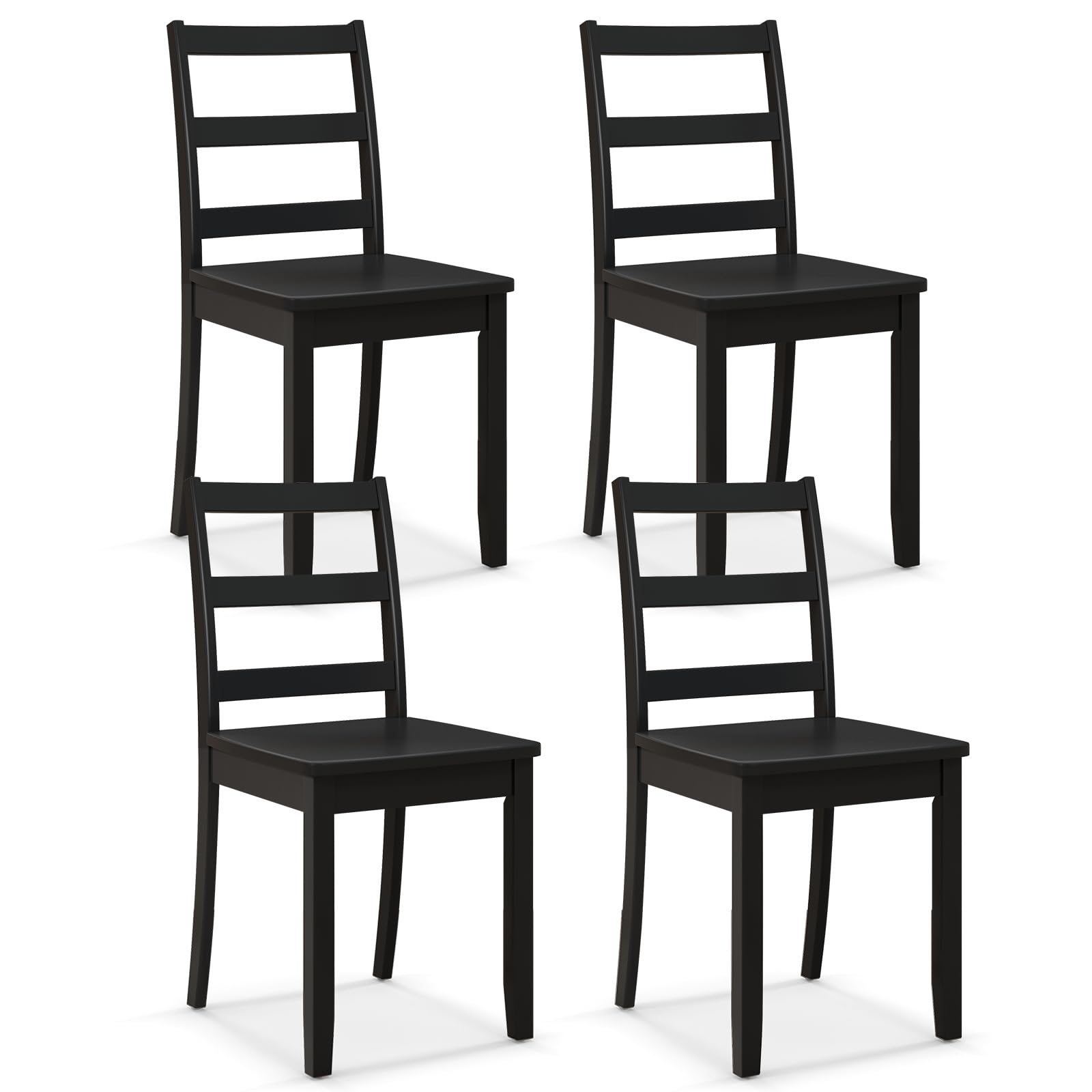 Wood Dining Chairs Set of 2/4 with Solid Rubber Wood Legs, Non-Slip Foot Pads