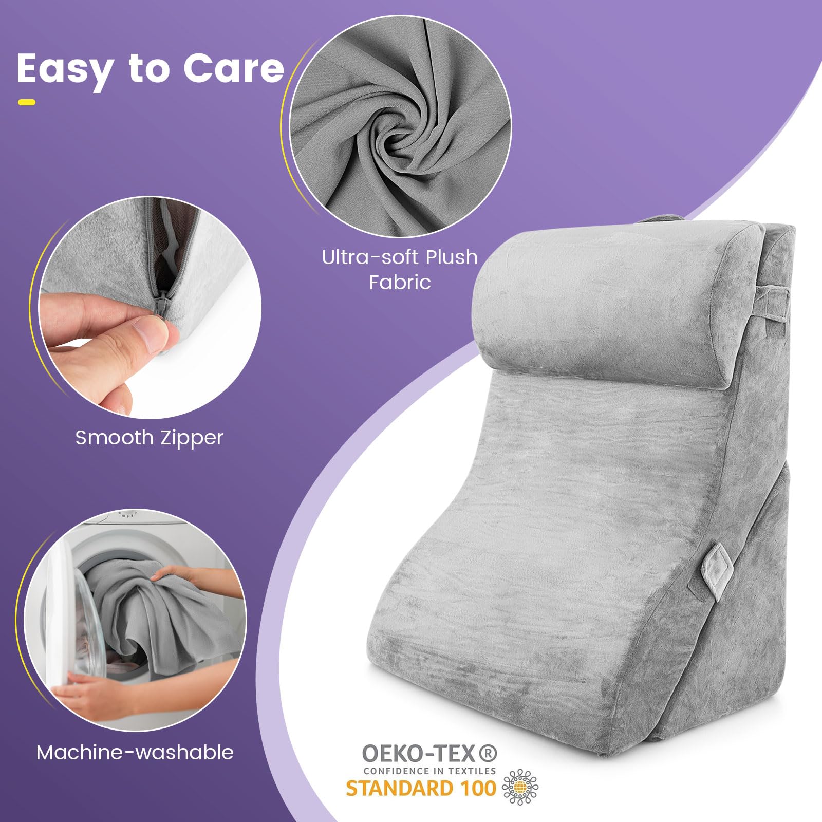 3PCS Orthopedic Bed Wedge Pillow Set, Adjustable Support Pillows for Back, Neck and Leg