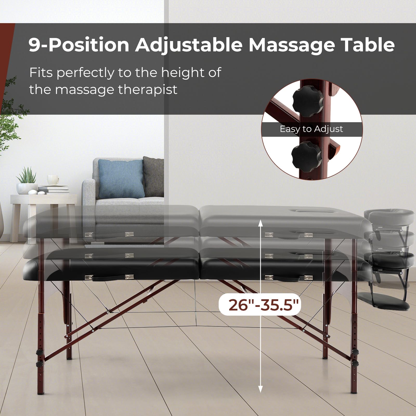 Portable Massage Table 84 Inch, Folding Lash Bed with Premium Foam & Beech Wood Leg