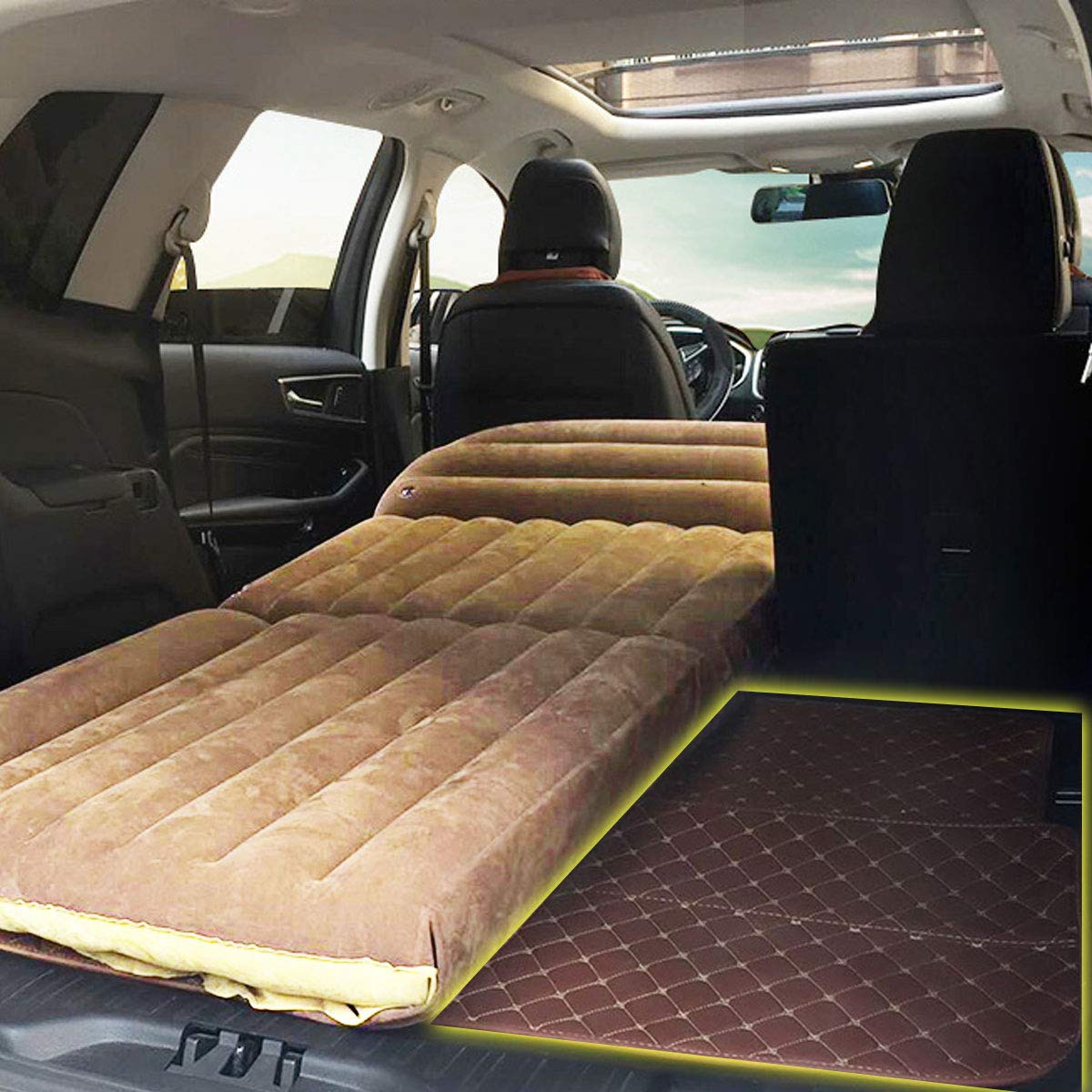 Car Air Mattress Back Seat Inflatable Blow Up Folding Camping Traveling Bed Mattress
