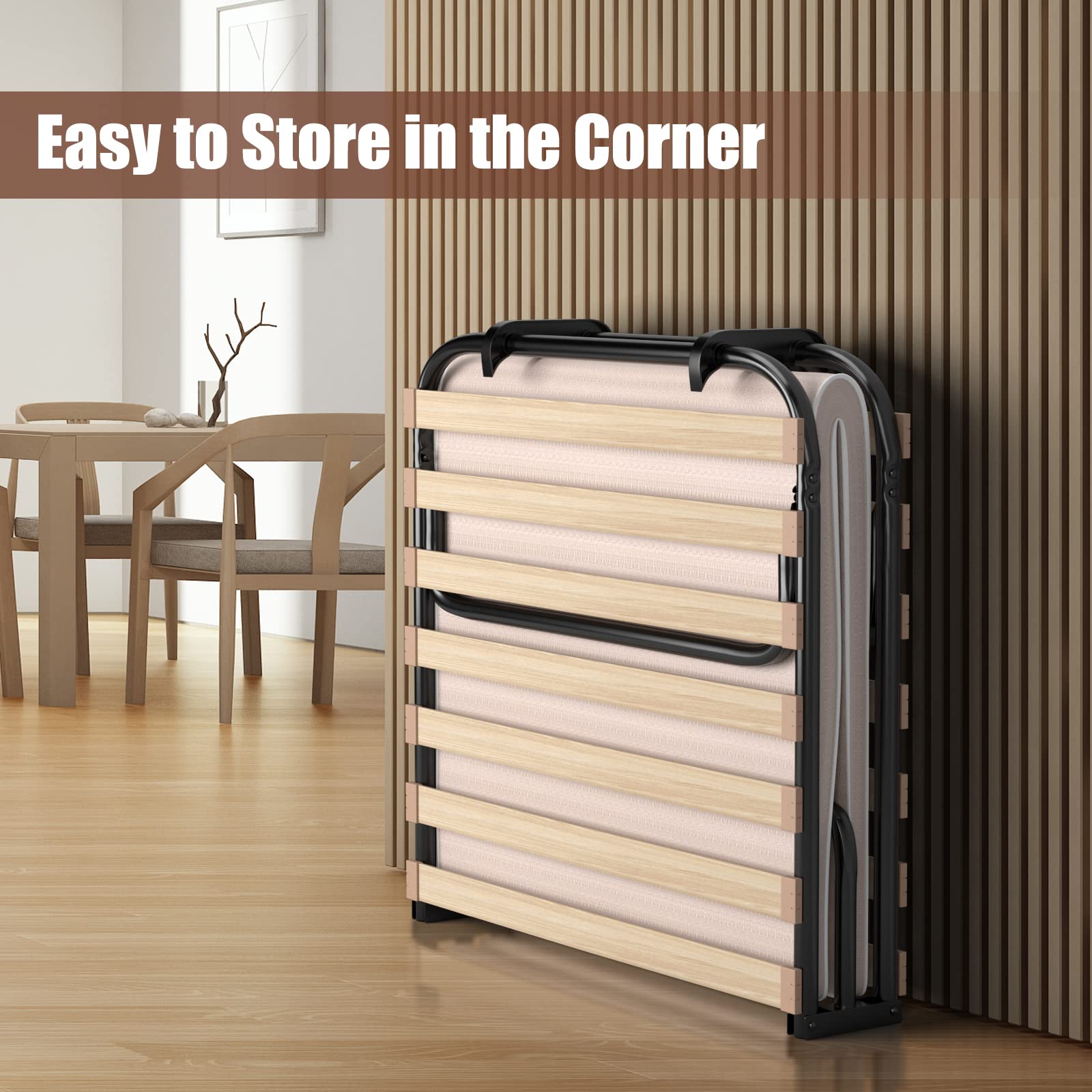 Twin Size Folding Rollaway Bed with Mattress for Adults