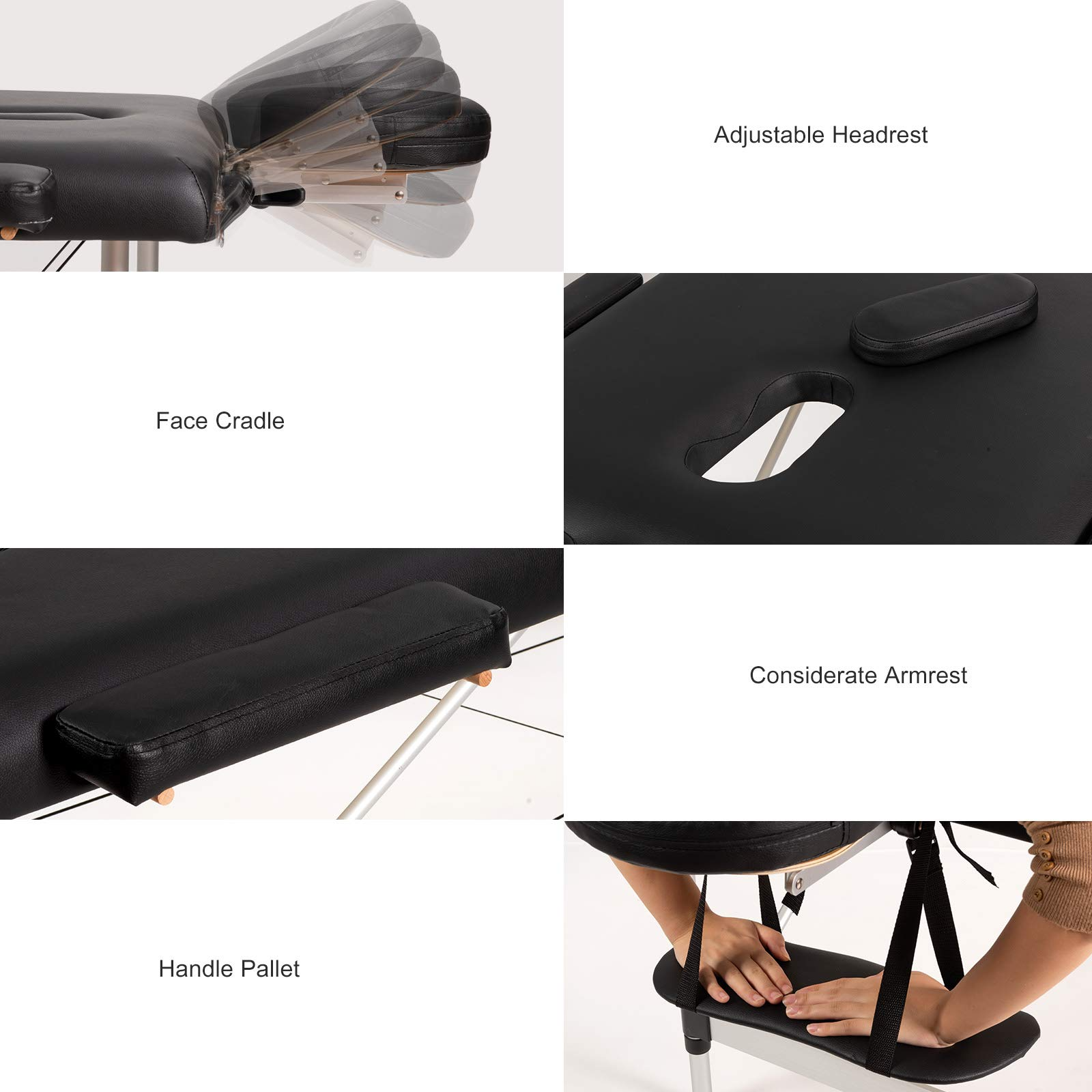 2 Folding Portable Massage Table, Aluminum Frame & Height Adjustable