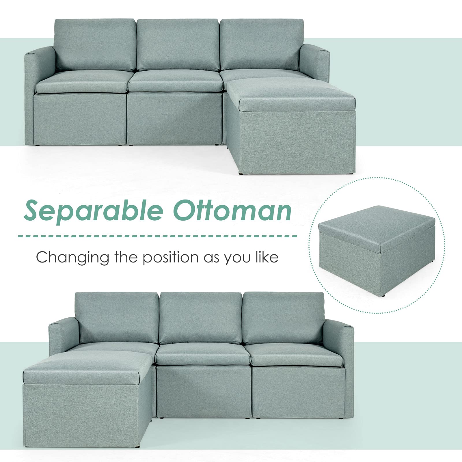 Modern L-Shaped Convertible Sectional Sofa Couch with Reversible Chaise