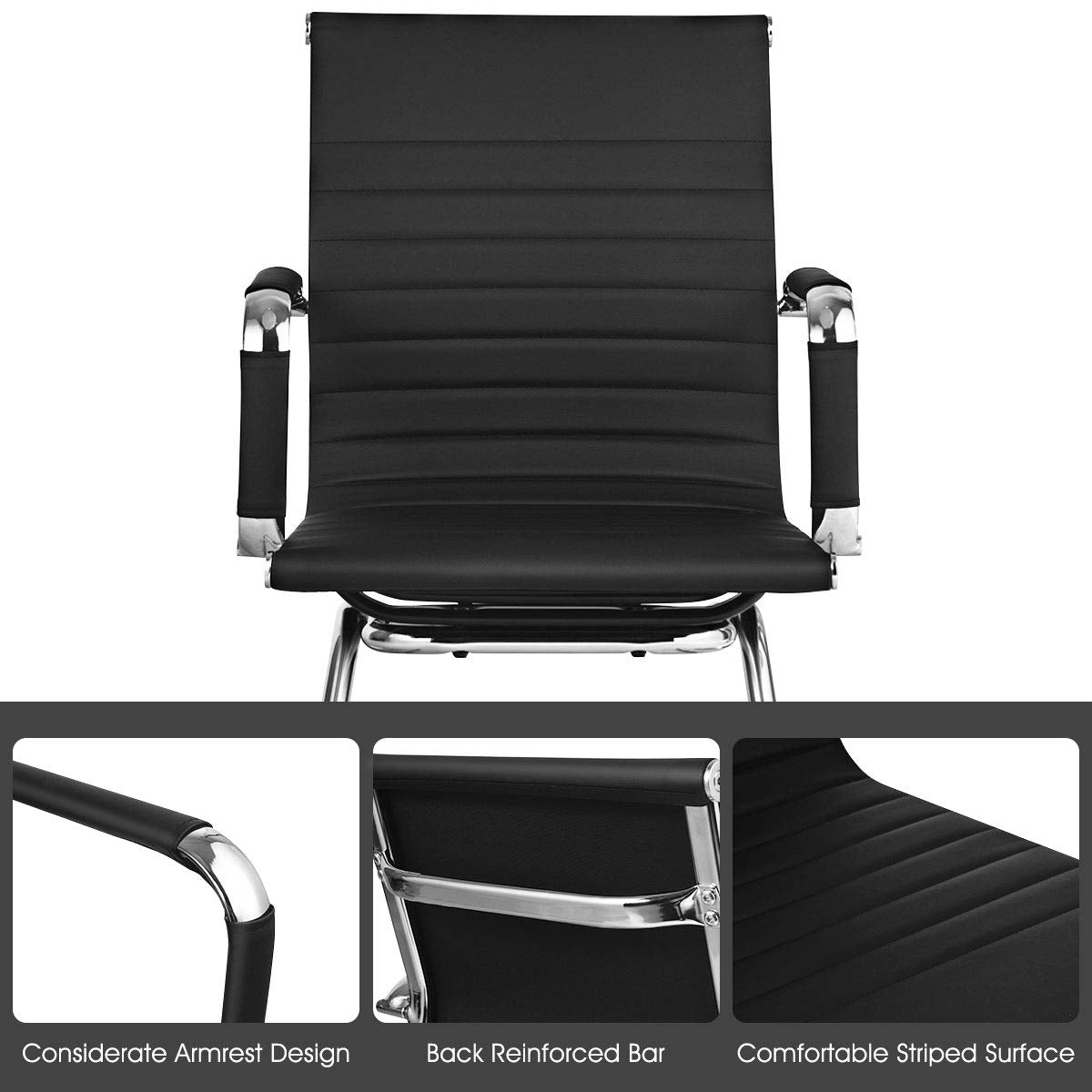 Office Reception Chairs- Guest Chairs, Conference Chair with Arm, Anti-Slip Foot Pads
