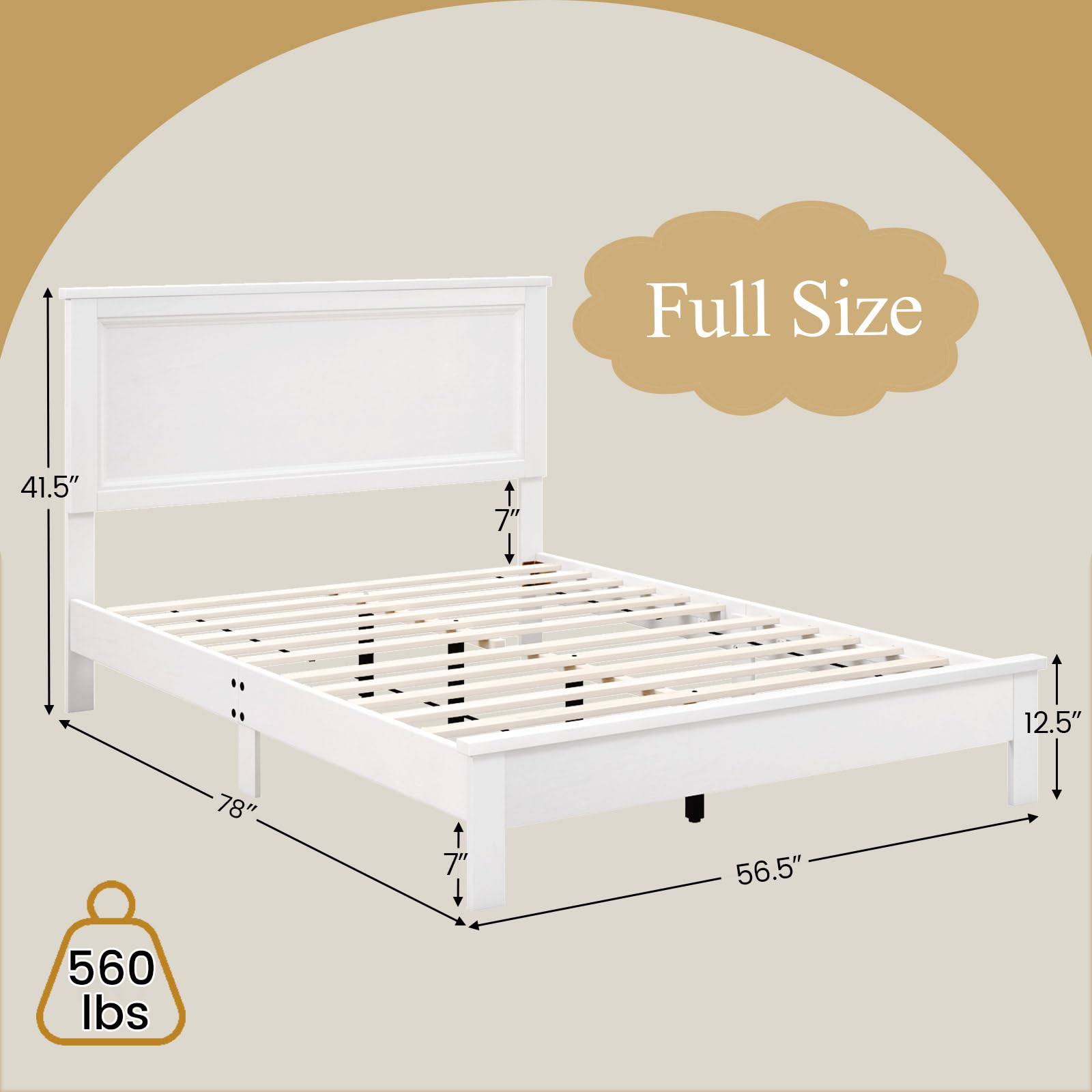 Wood Platform Bed Frame with Headboard, Mid Century Platform Bed Frame with Solid Wood Legs & Wooden Slat Support