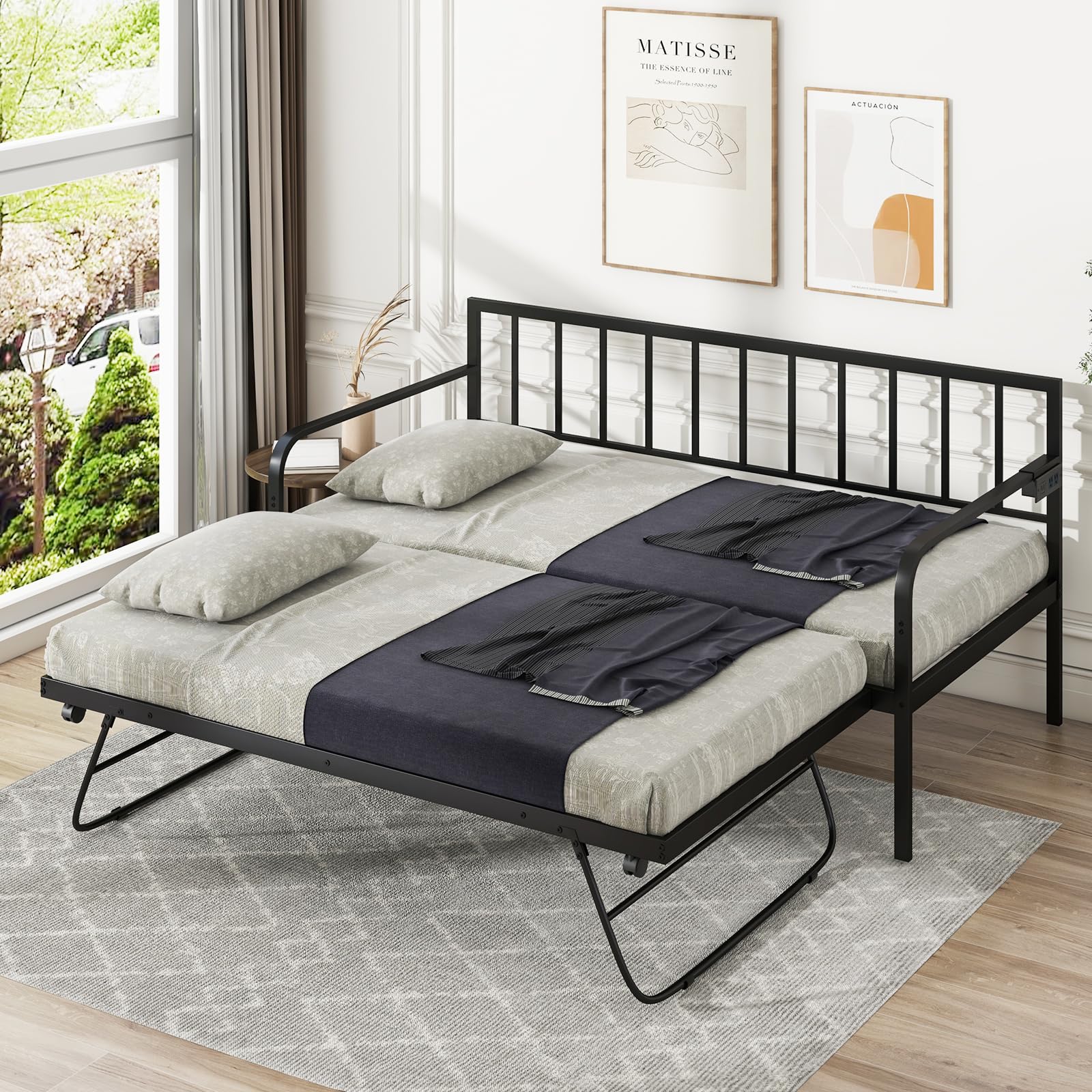 Twin Metal Daybed with Pop Up Trundle