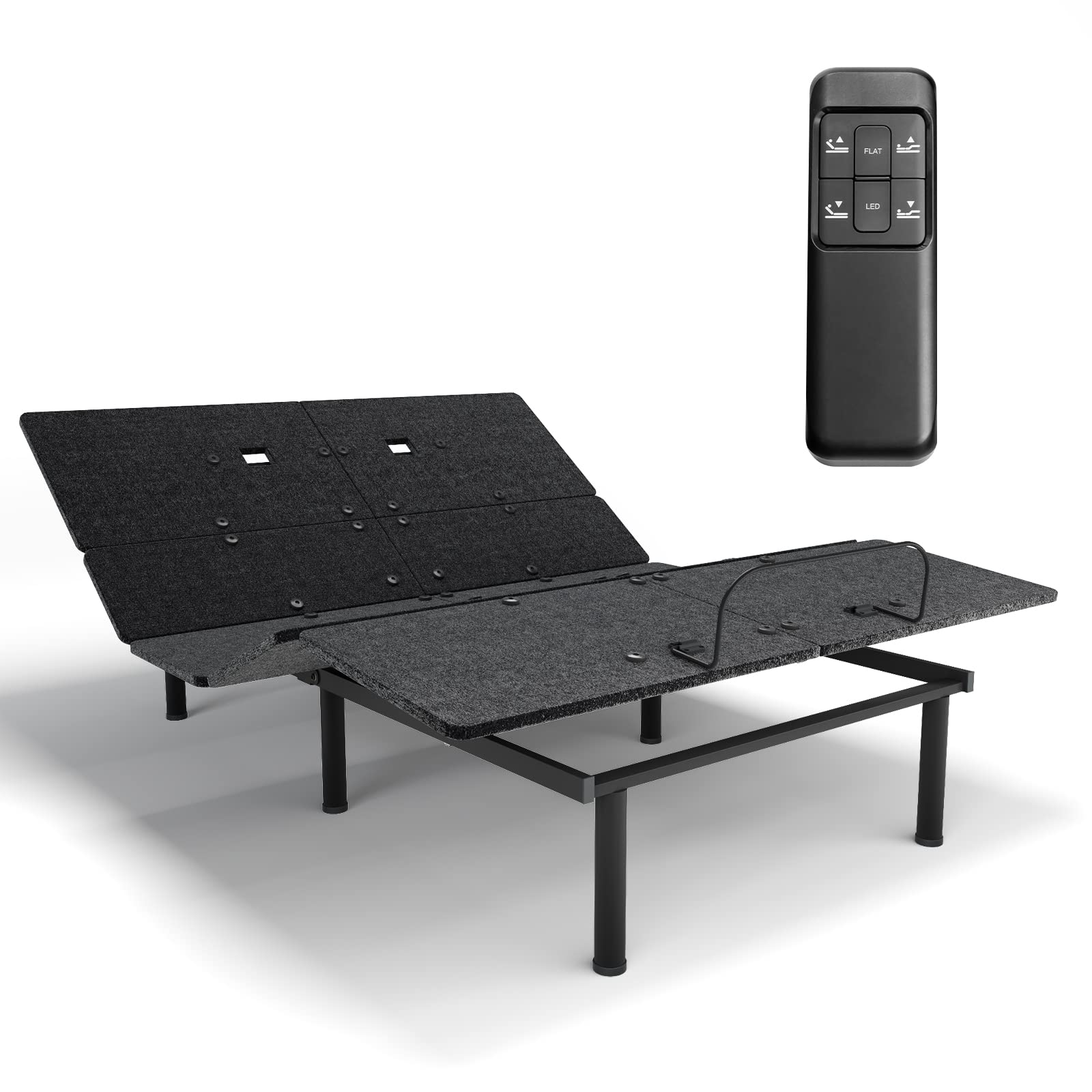 Adjustable Bed Base with Remote, Electric Reclining Bed with Head & Foot Incline, LED Under-Bed Lighting and Dual USB Port