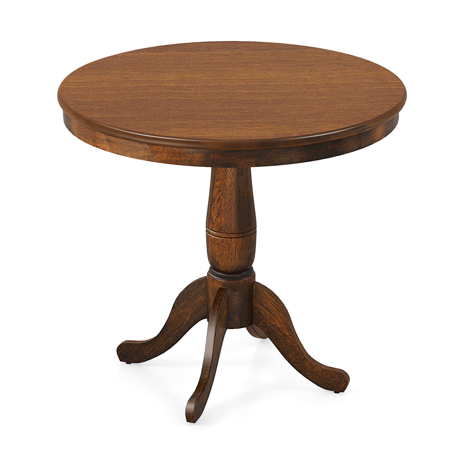 Round Dining Table for 2-4 People, 32" D X 30" H Wooden Kitchen Table with Spacious Table Top, Pedestal Base
