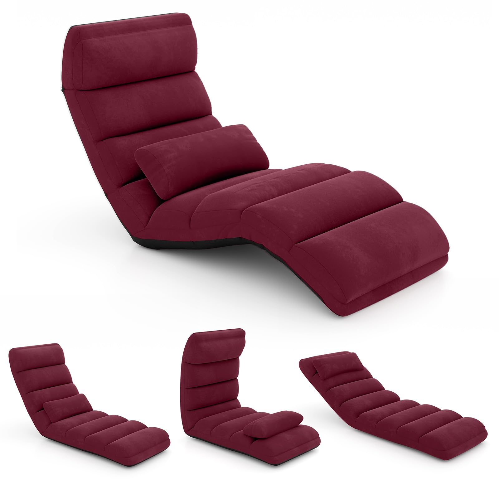 Floor Chairs for Adults, Adjustable 5-Position Floor Lounger with Thick Padded & Pillow