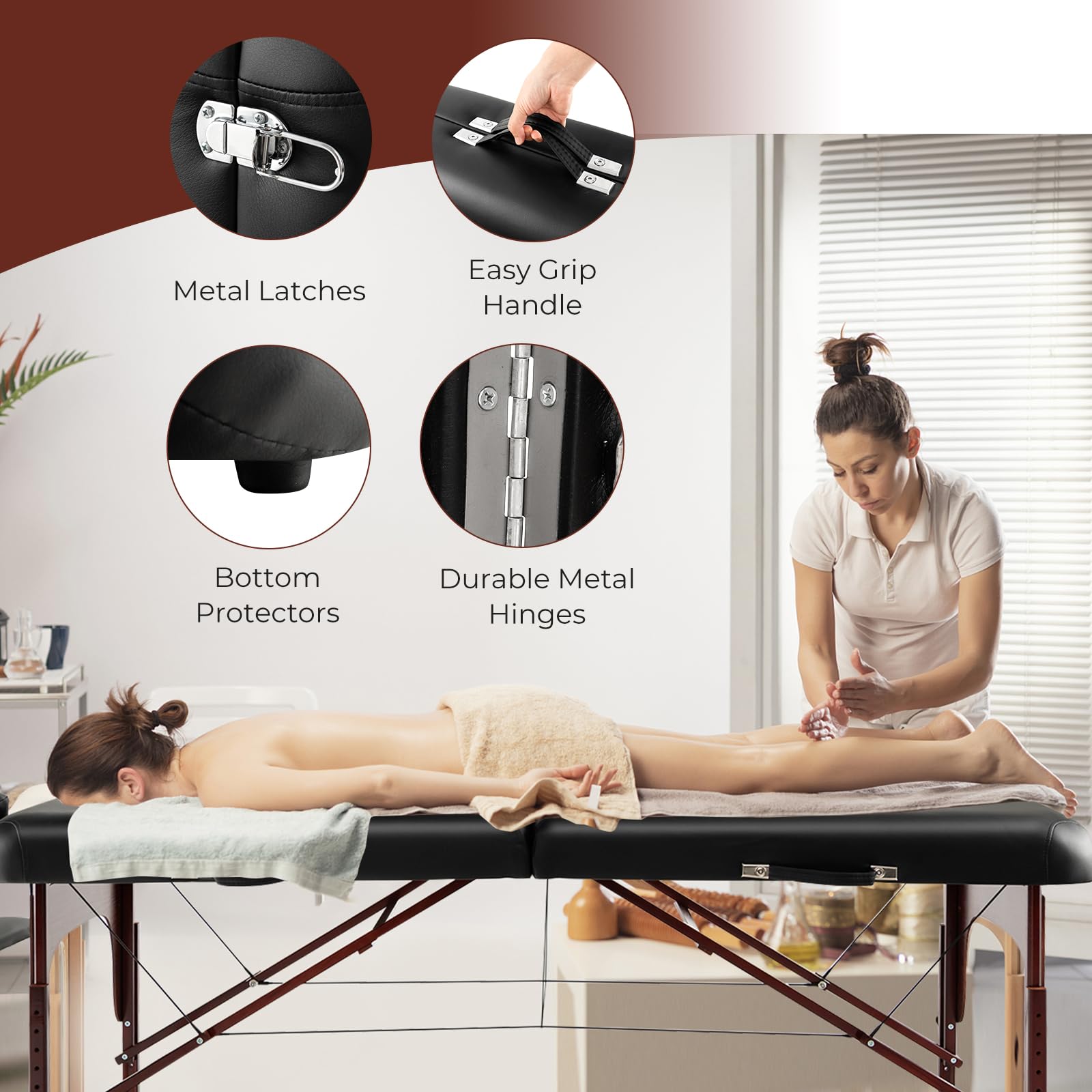 Portable Massage Table 84 Inch, Folding Lash Bed with Premium Foam & Beech Wood Leg