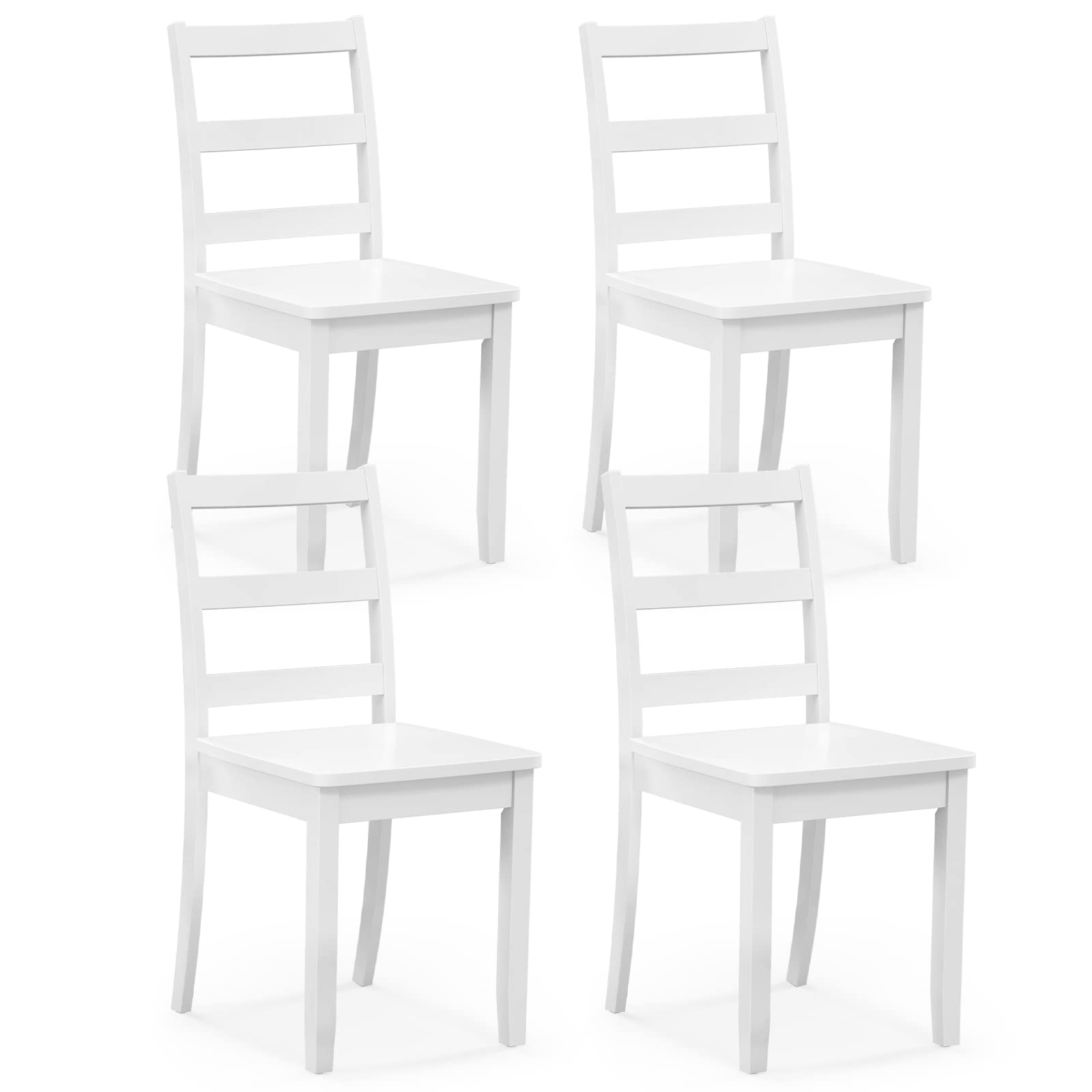 Wood Dining Chairs Set of 2/4 with Solid Rubber Wood Legs, Non-Slip Foot Pads