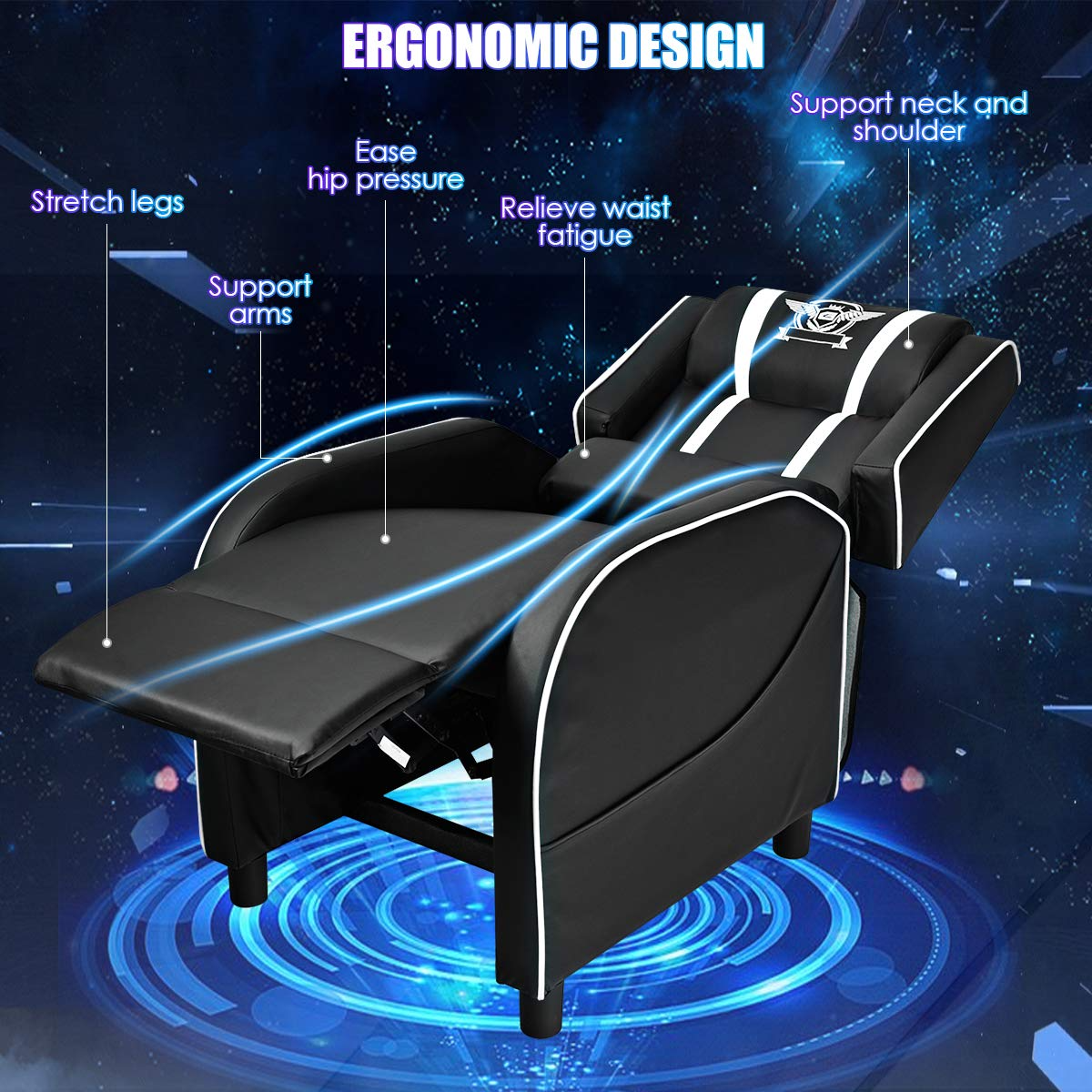 Adjustable Massage Gaming Chairs for Adults w/Footrest, Remote Control & Side Pocket