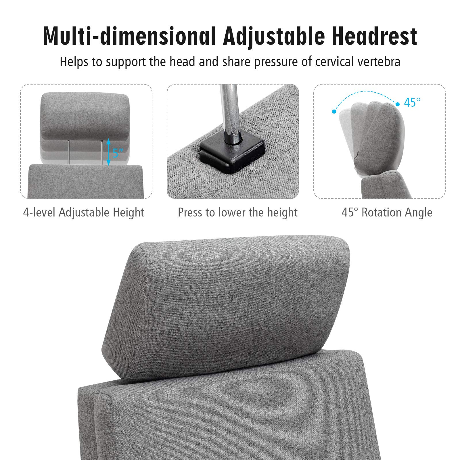 Recliner Chair with Vibration Massage & Remote Control , 360 Degree Swivel Reclining Sofa Chair
