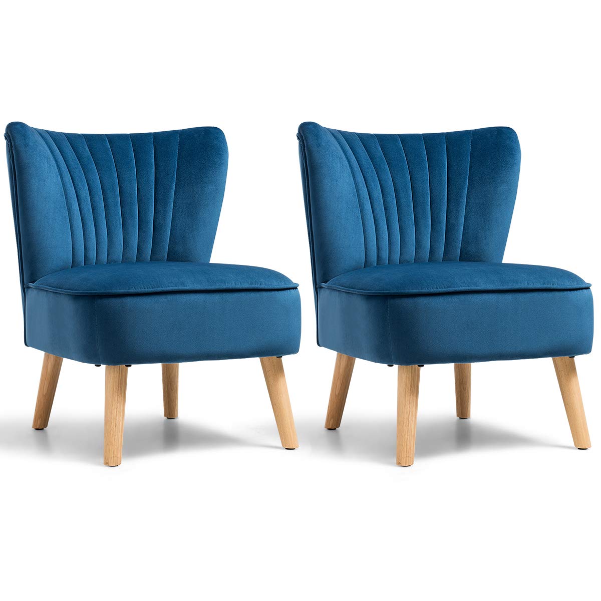 Velvet Accent Chair, Upholstered Modern Sofa Chair with Wood Legs & Thickly Padded