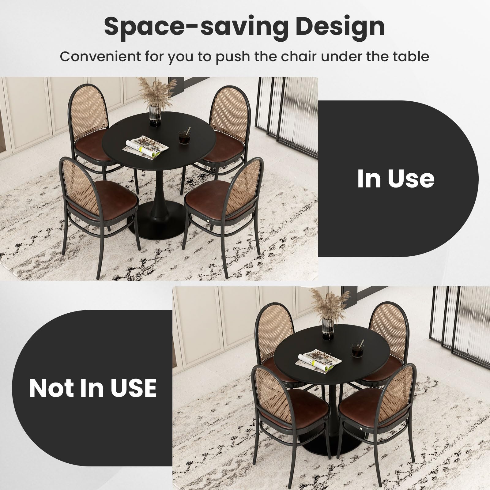 Round Dining Table, 32" Modern Tulip Kitchen Table with 0.9&rdquo; Thickened Tabletop & Sturdy Metal Pedestal