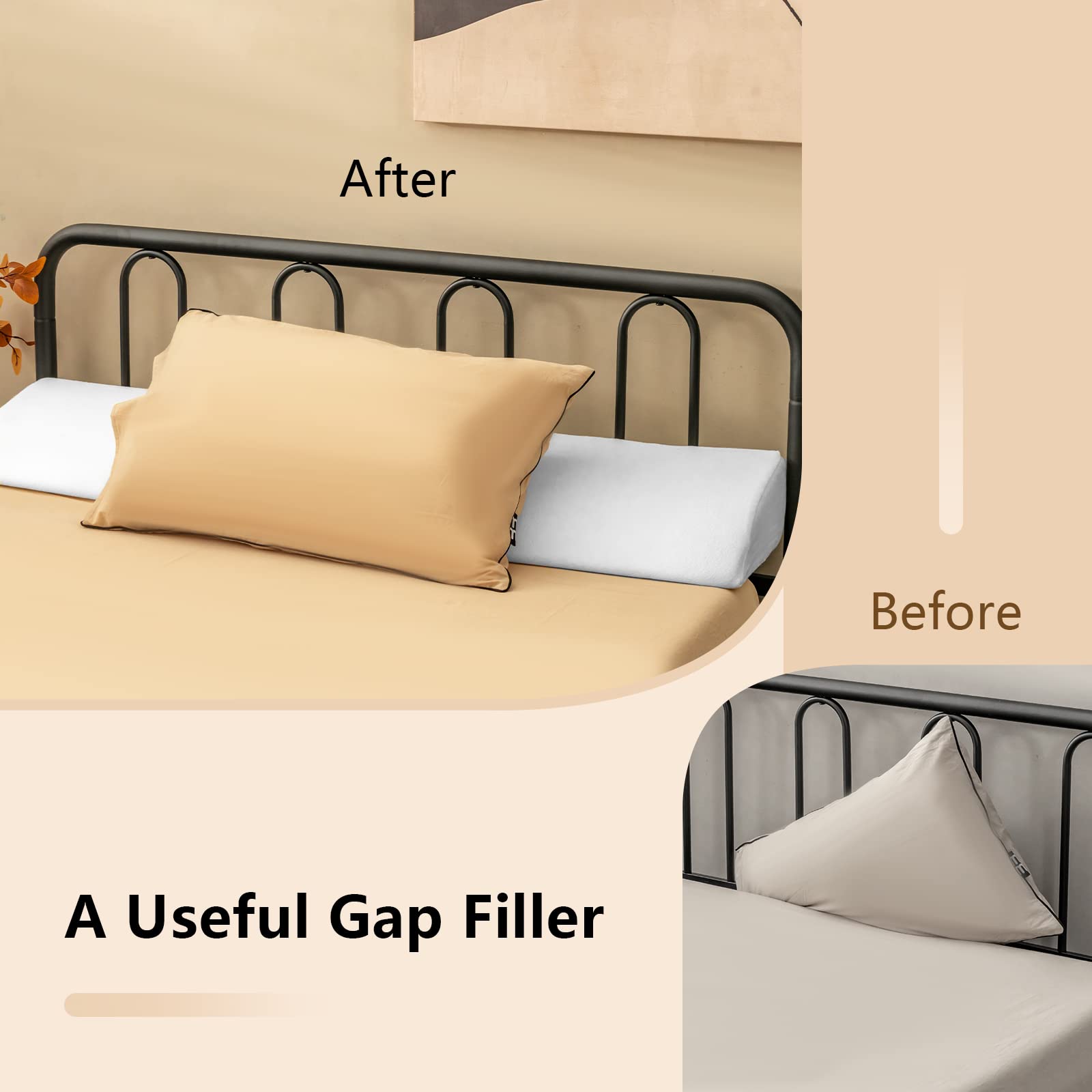 Large Triangular Headboard Pillow w/ Side Pocket & Removable Cover