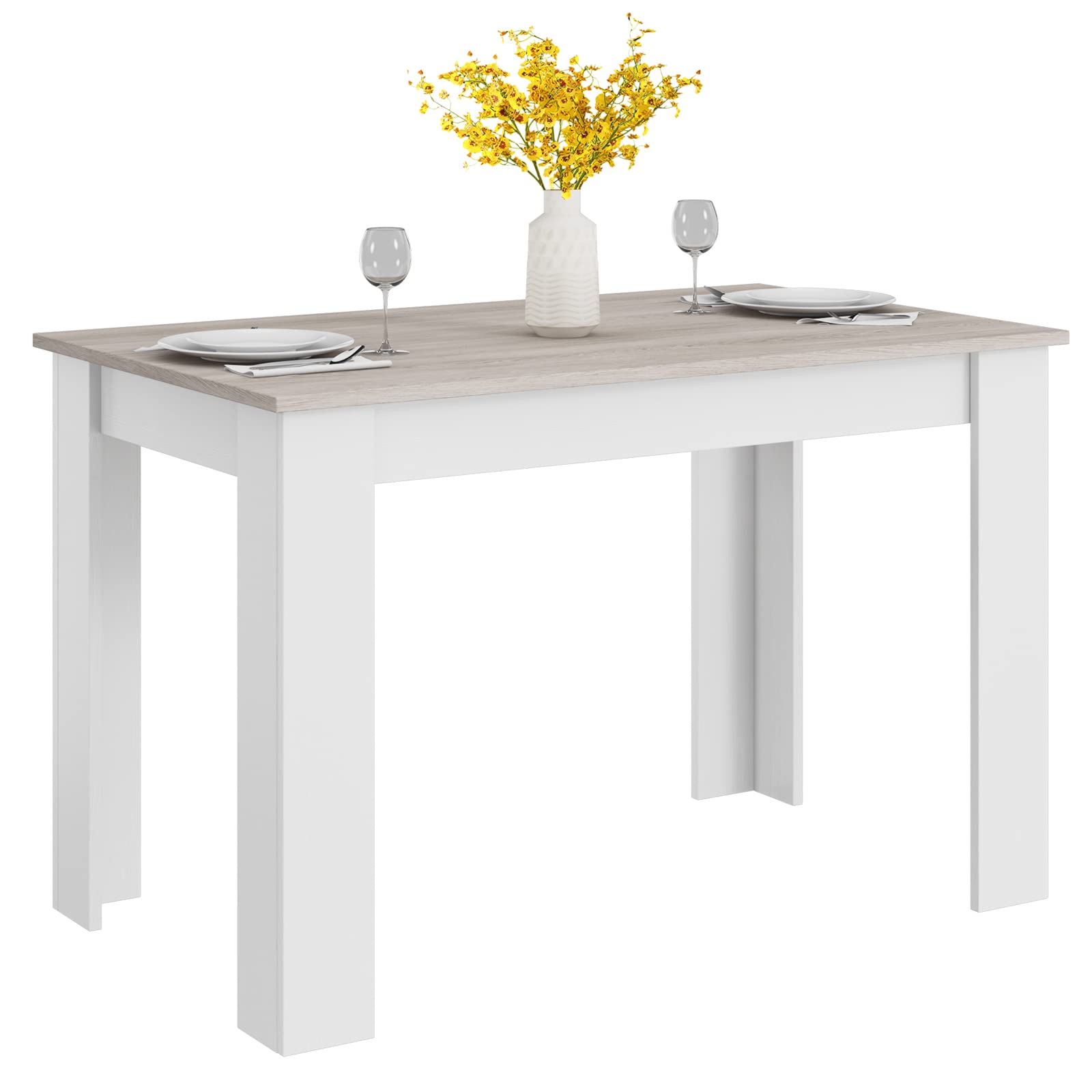 Wooden Dining Table, Modern Kitchen Table for 4, 47" L x 28" W x 30" H