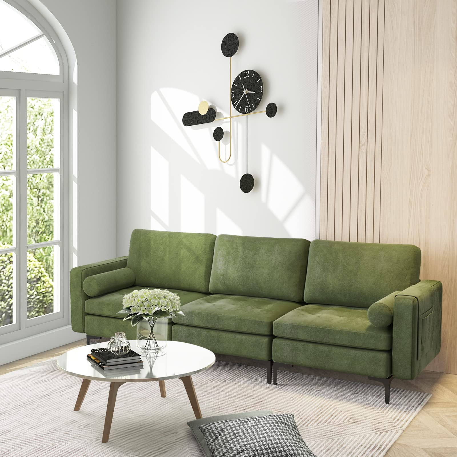 Modern Accent Sofa w/Comfy Cushion Bolster for Bedroom Reception Room