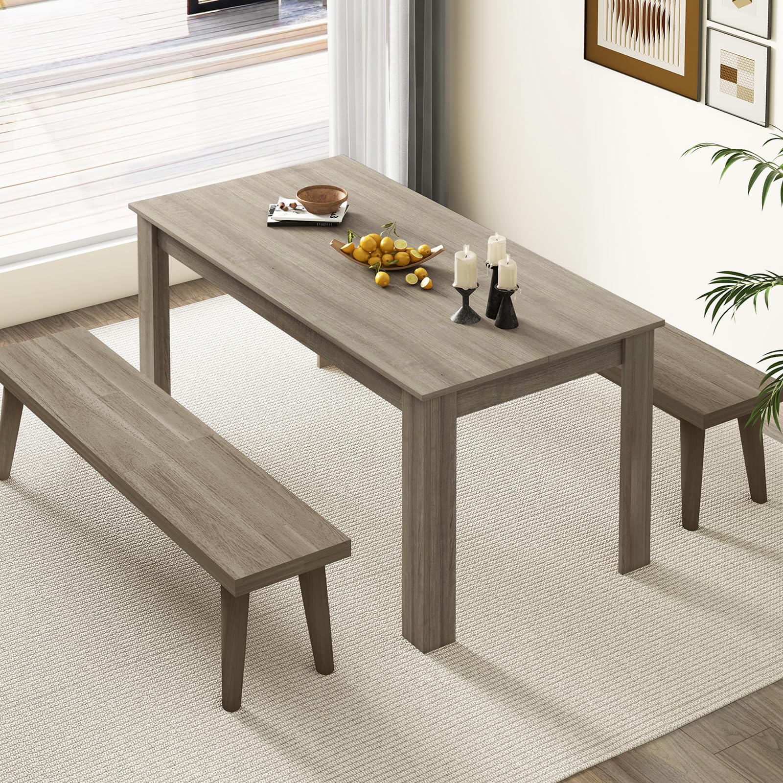 Black Dining Table for 6, Wood Rectangular Table, 63" L x 31.5" W x 30" H Large Farmhouse Center Table