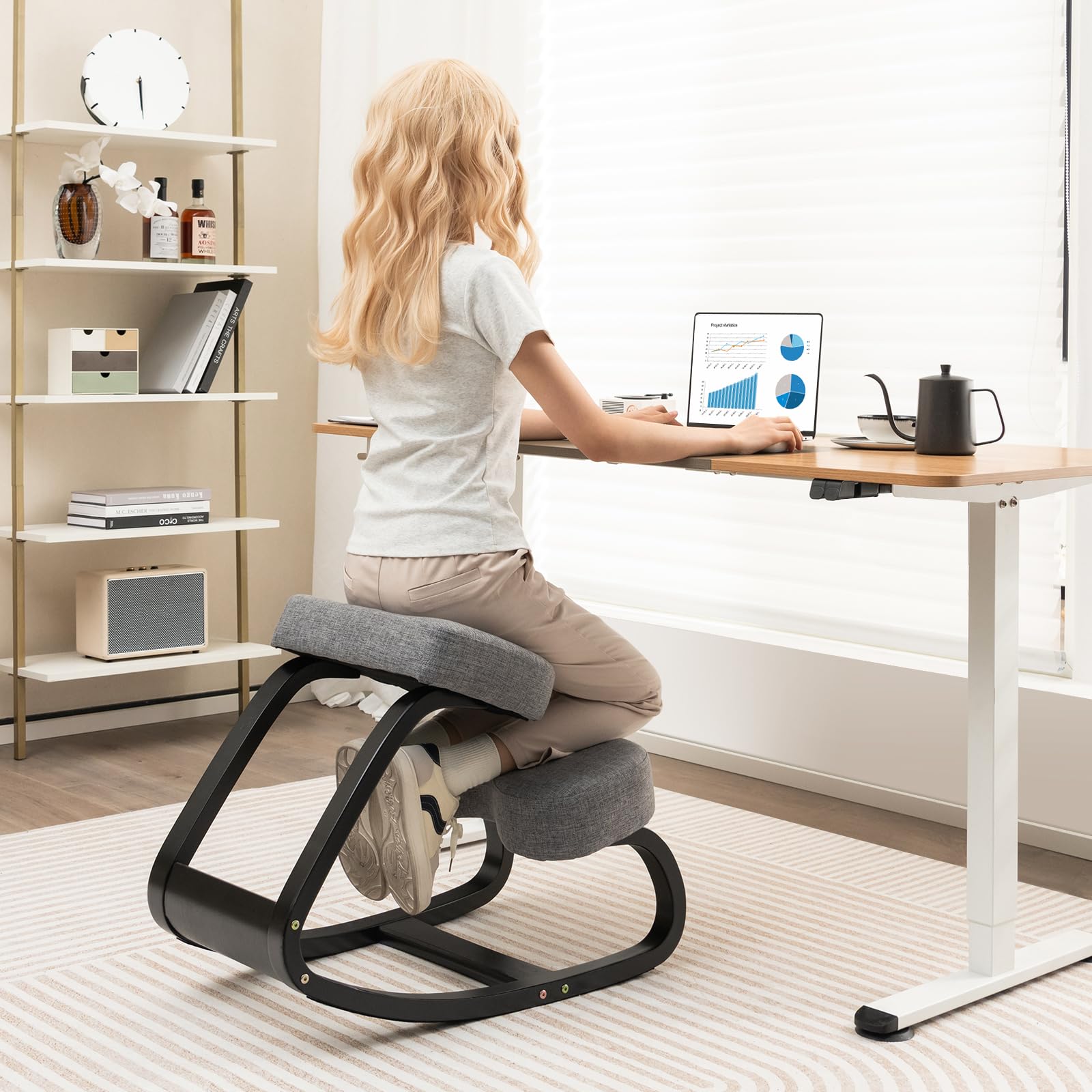 Kneeling Chair, Posture Chair, Max Load 330 Lbs, Rocking Knee Chair with Soft Cushion