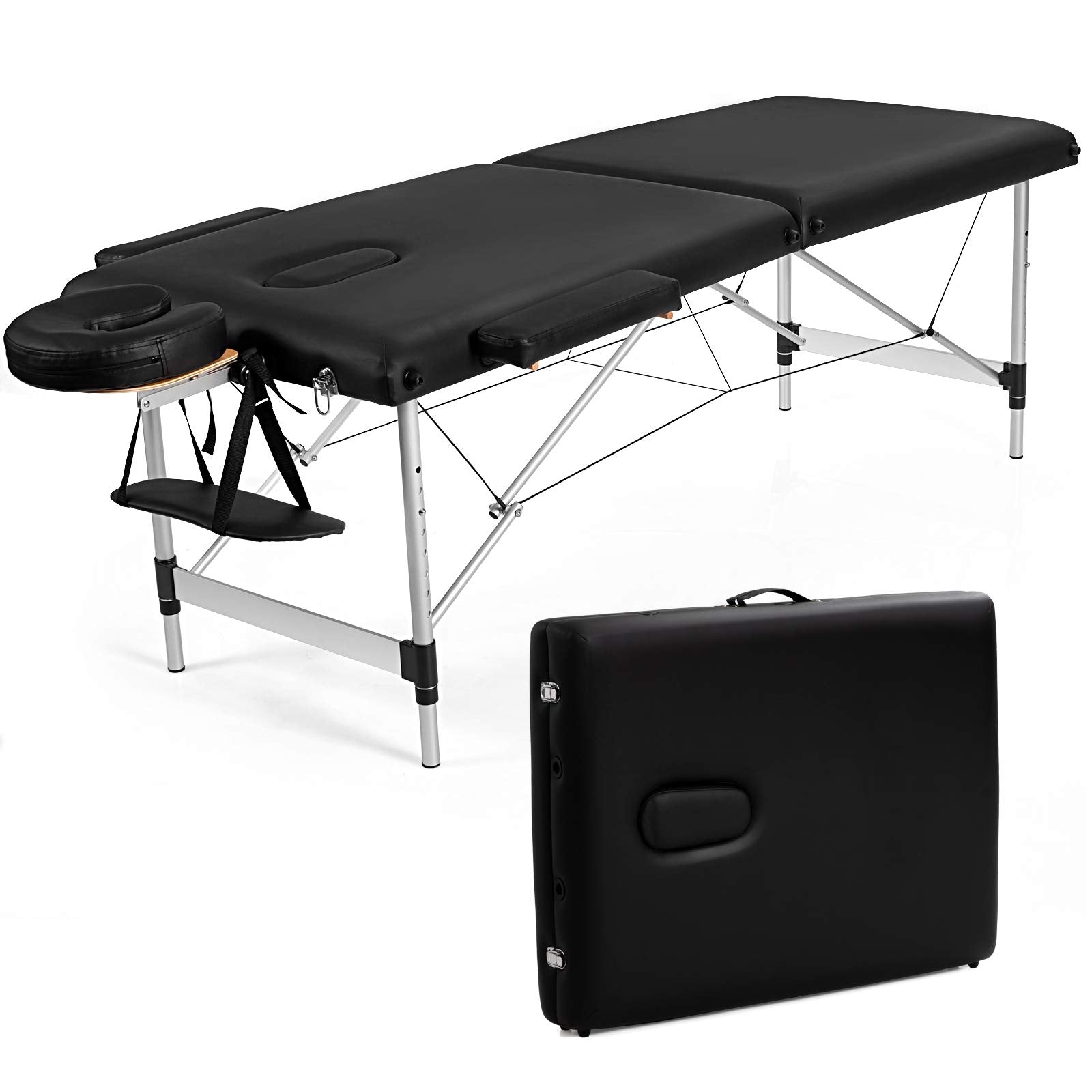 2 Folding Portable Massage Table, Aluminum Frame & Height Adjustable