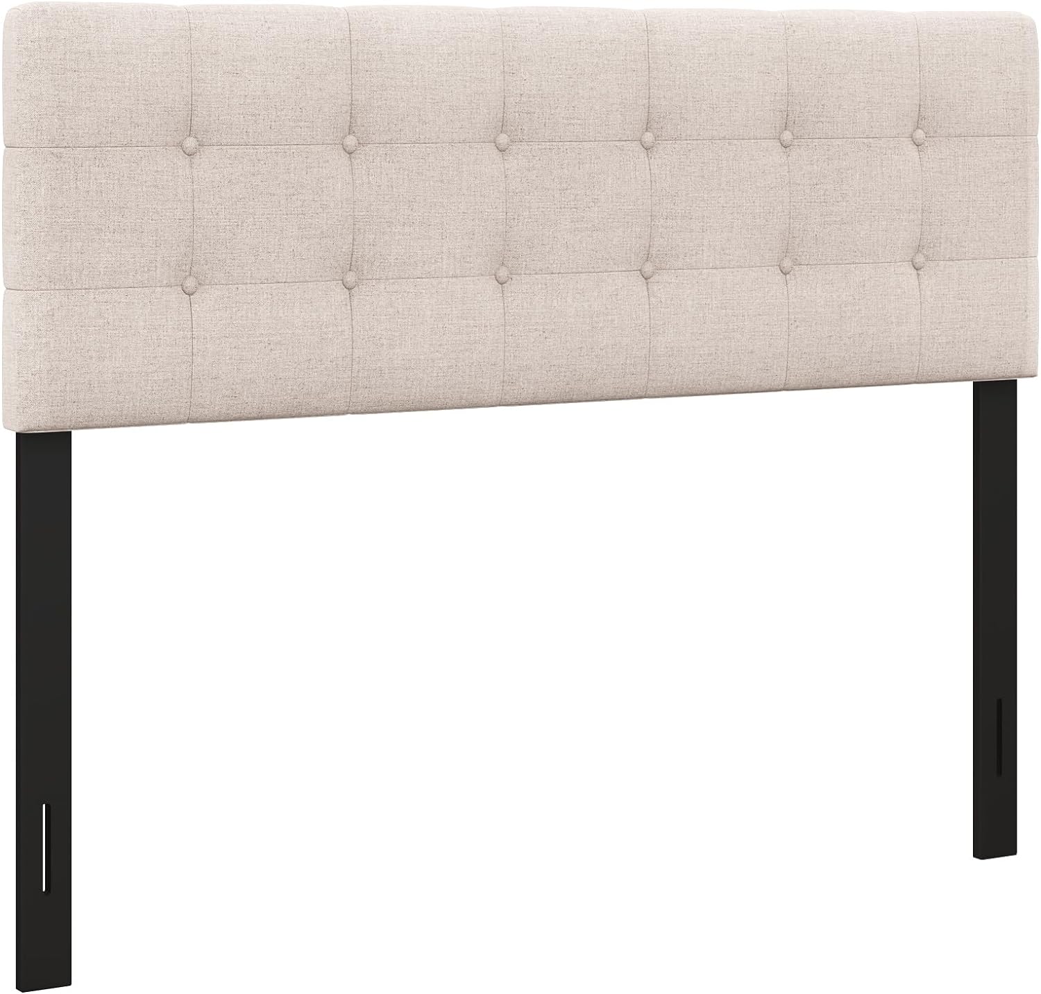 Linen Upholstered Headboard, Modern Tufted Button Bed Headboard with Solid Rubber Wood Legs