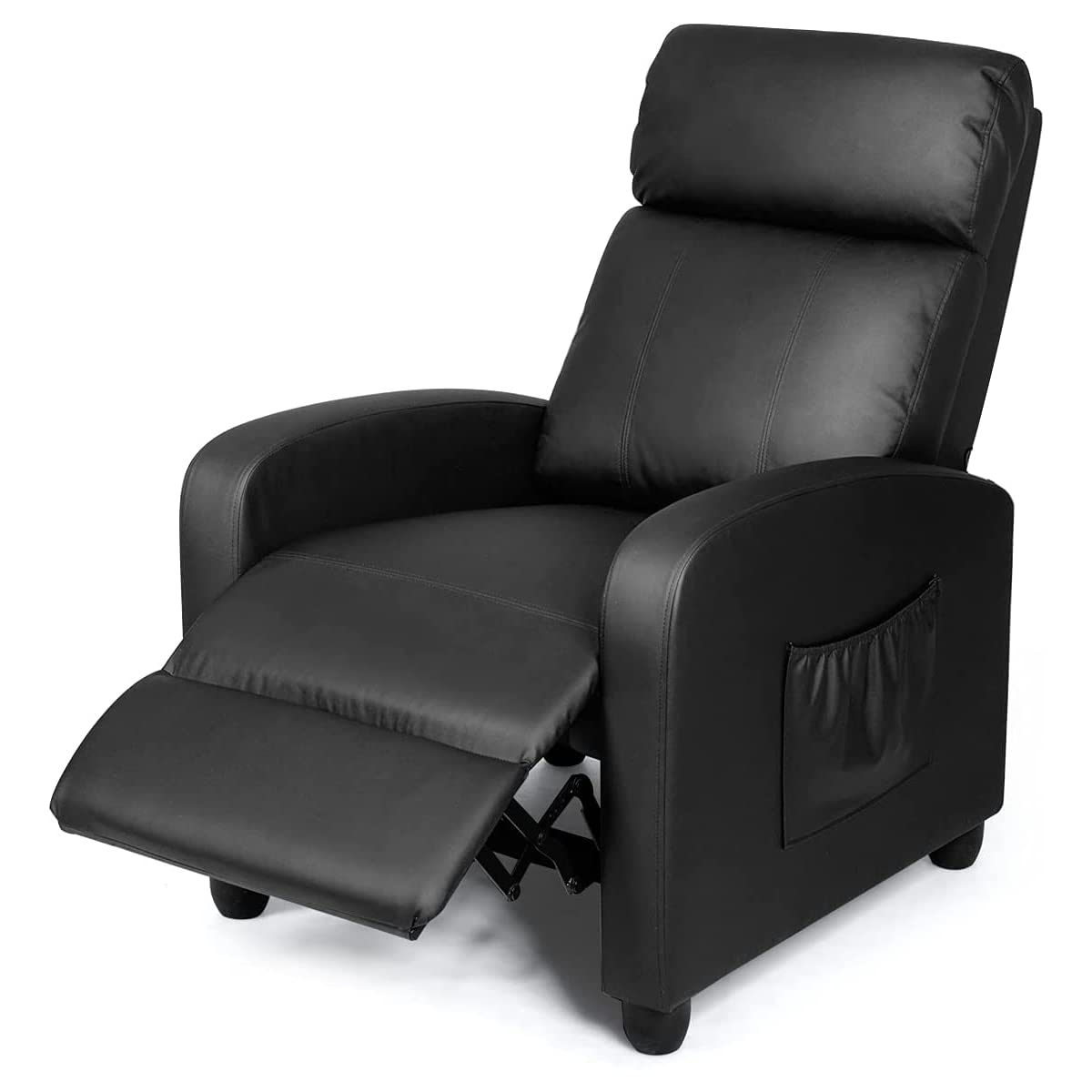 Recliner Chair with Adjustable Backrest & Footrest, Living Room Ergonomic Single Sofa with Remote and Side Pocket