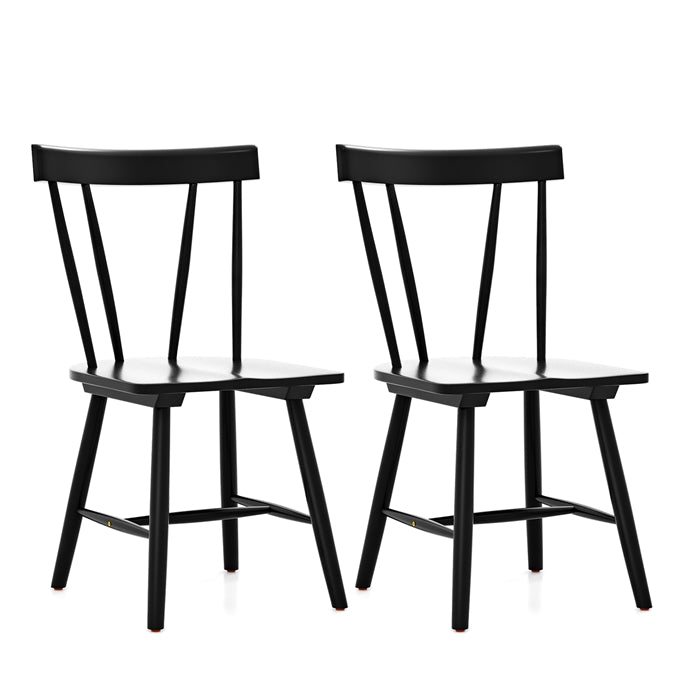 Set of 2/4 Windsor Chairs, Rubber Wood Dining Chairs with Spindle Back, Wide Seats, Anti-Slip Foot Pads