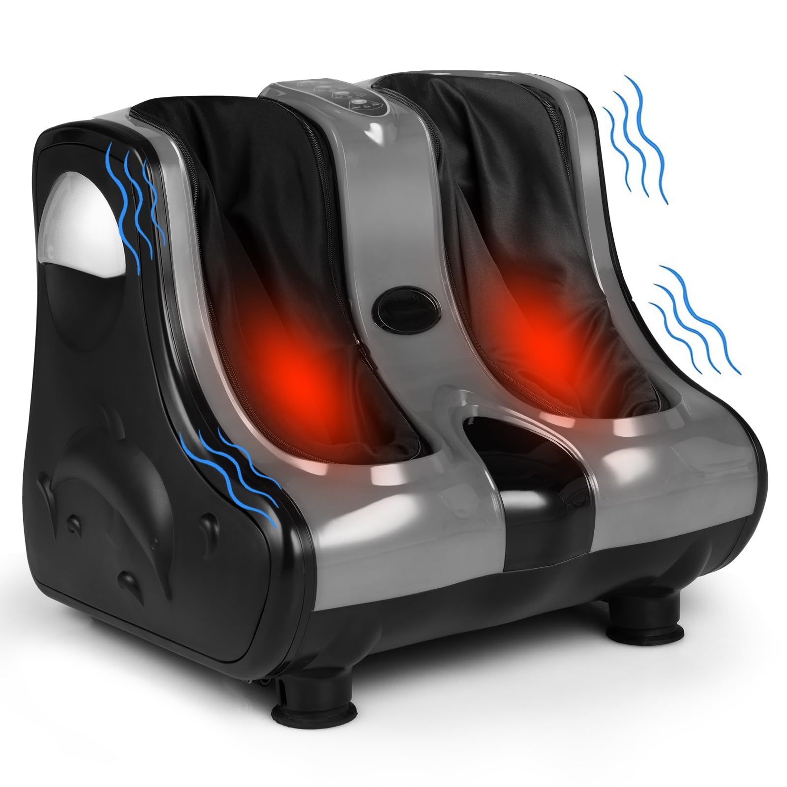 Foot and Calf Massager, Shiatsu Foot Massager Machine w/Heating, Kneading, Vibration, Rolling, Adjustable Speed & Tilt Base