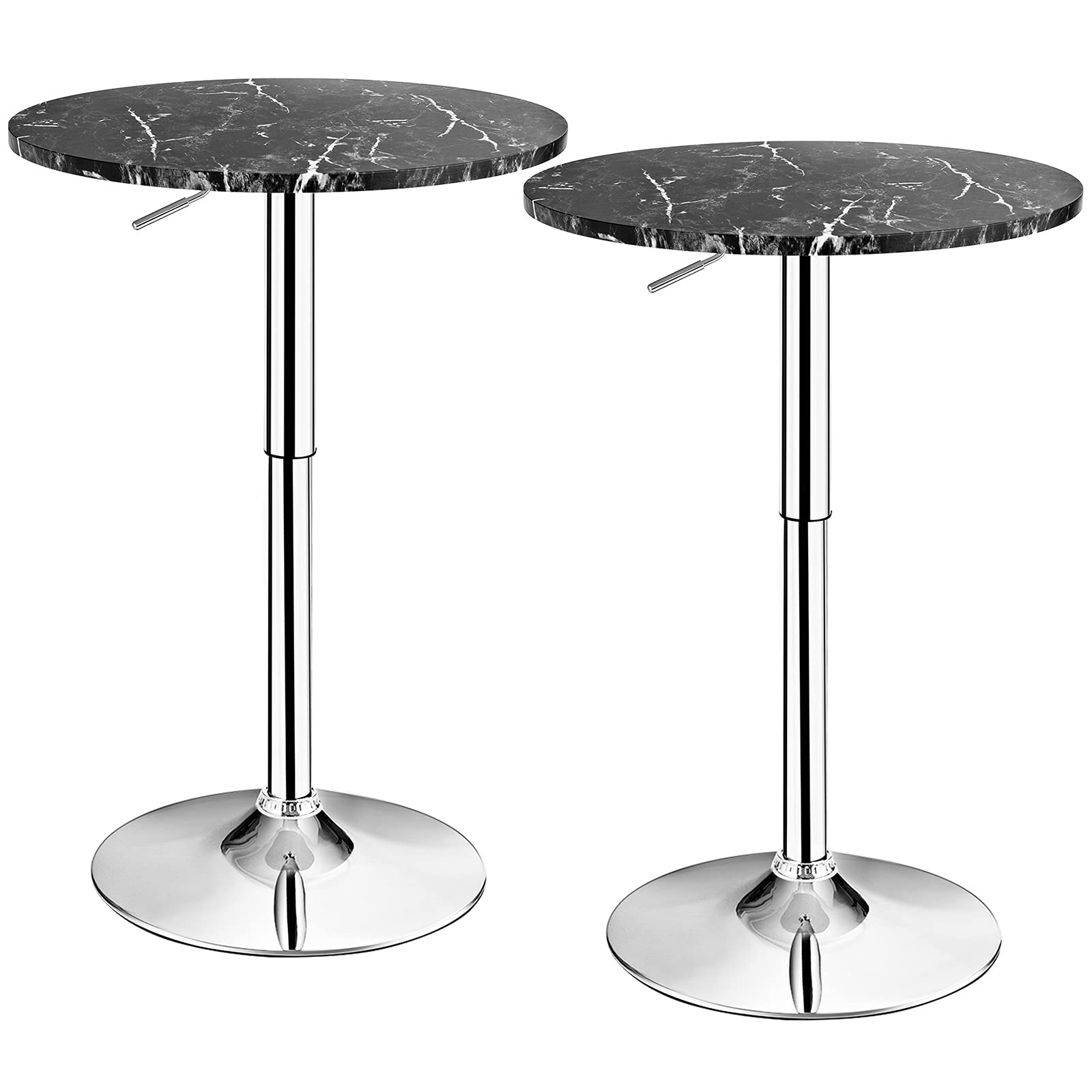 Round Pub Table Height Adjustable, 360&deg; Swivel Cocktail Pub Table with Sliver Leg and Base