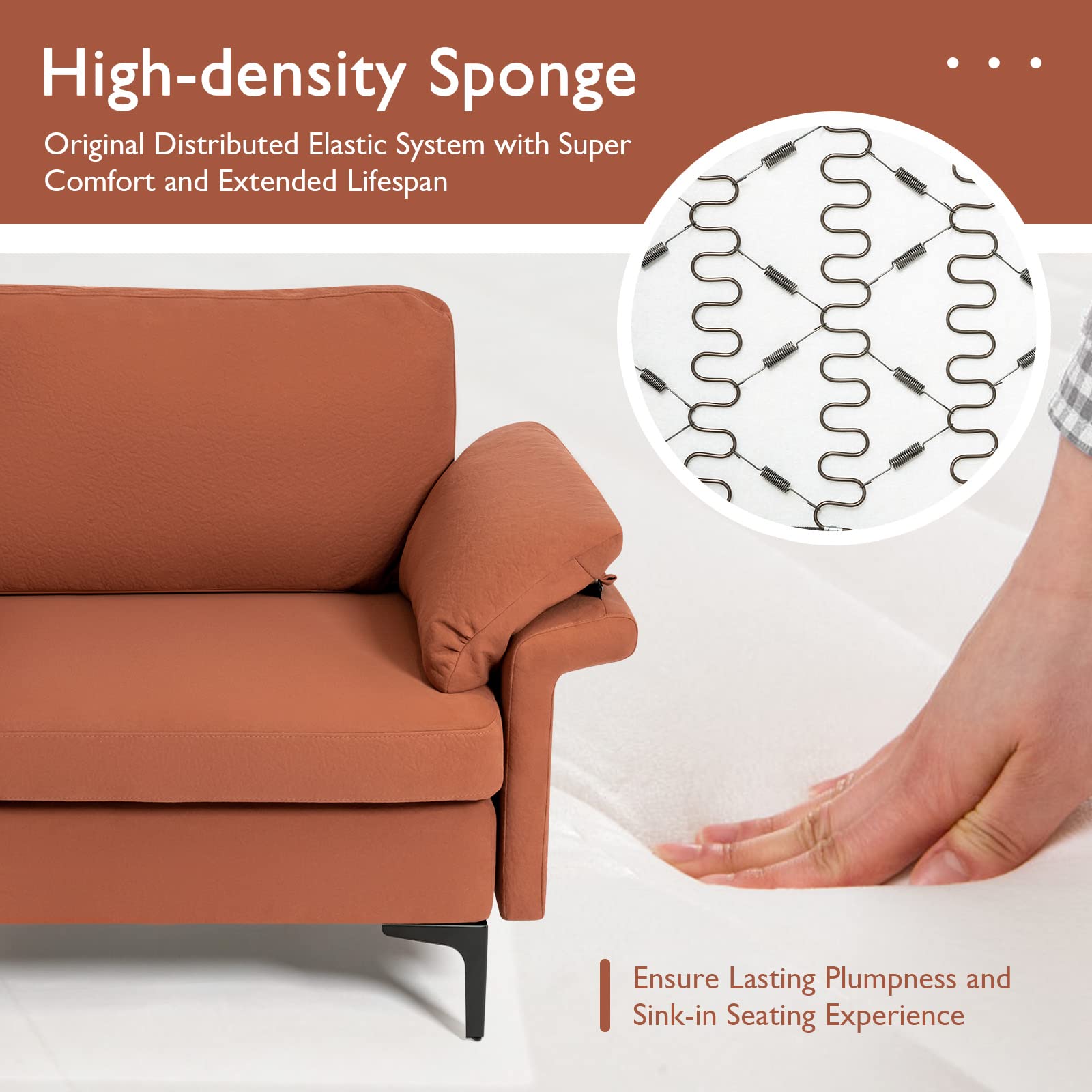 72.5" Loveseat Sofa Couch, Modern Love Seat with Removable Armrest Pillows