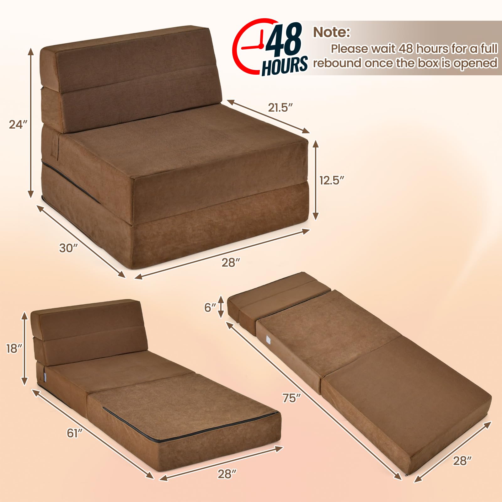 Folding Floor Sofa Bed, Convertible Sleeper Chair Bed