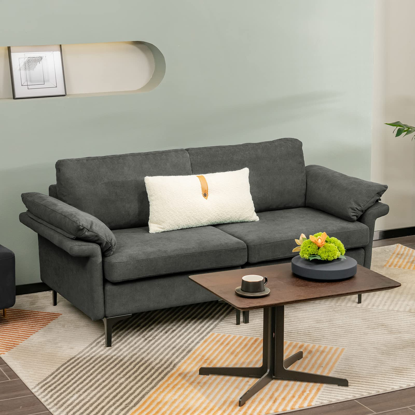 72.5" Loveseat Sofa Couch, Modern Love Seat with Removable Armrest Pillows