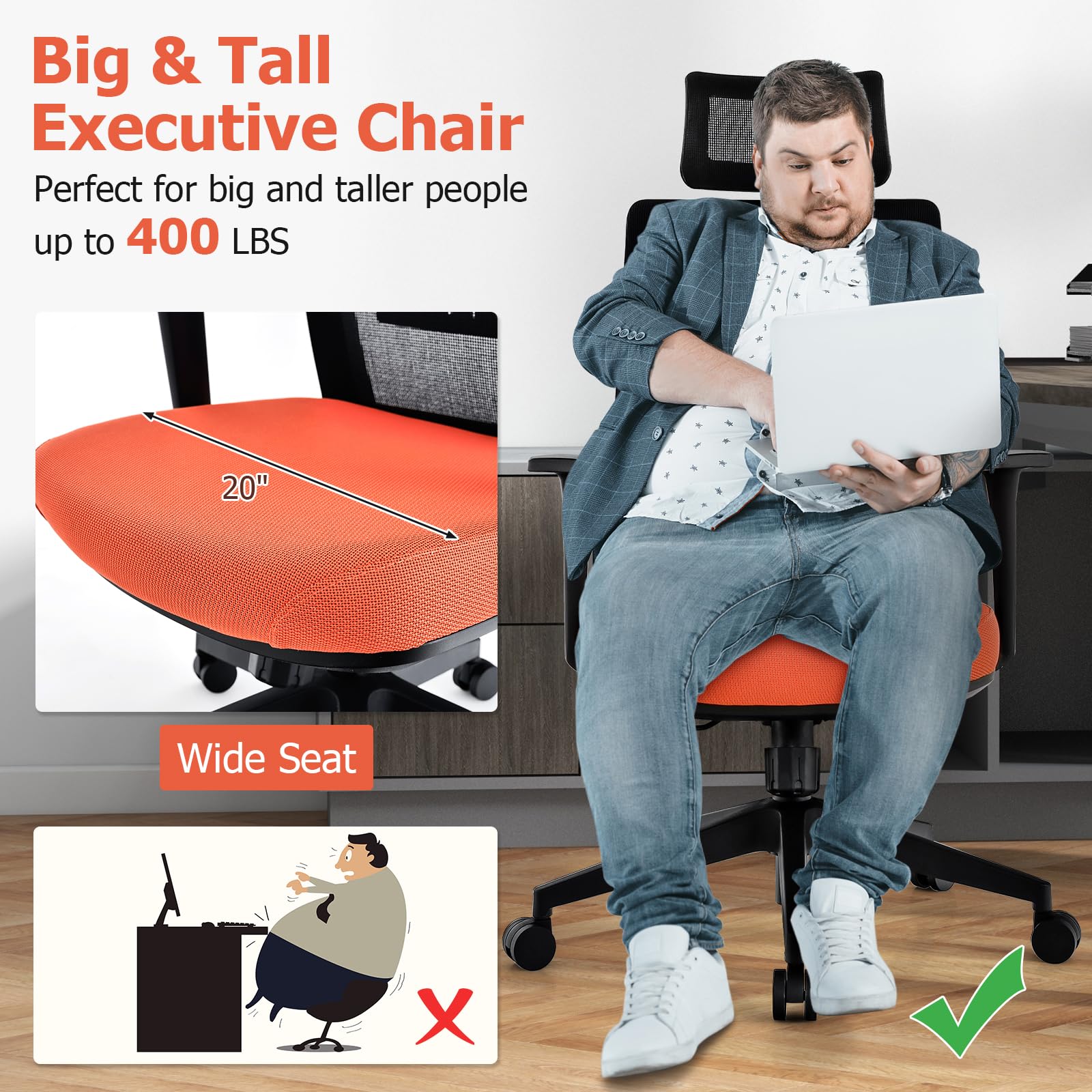 Ergonomic Mesh Office Chair with Adjustable Lumbar and 3D Headrest