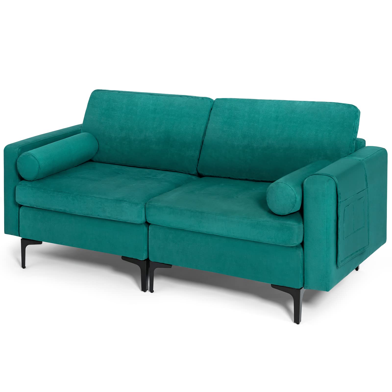 Modern Accent Sofa w/Comfy Cushion Bolster for Bedroom Reception Room