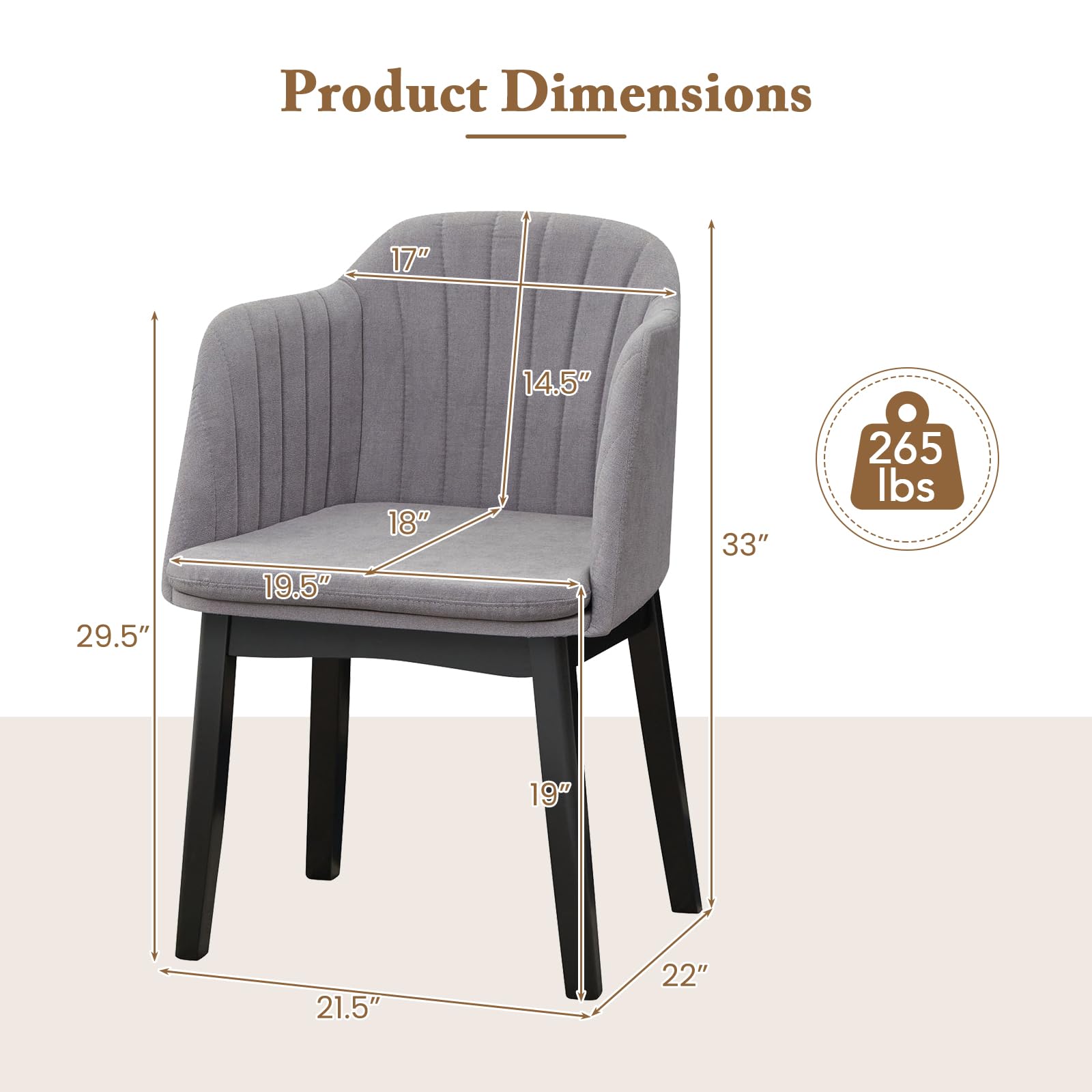 Modern Dining Chairs Set of 2/4, Upholstered Velvet Accent Chairs w/Curved Backrests & Rubber Wood Legs