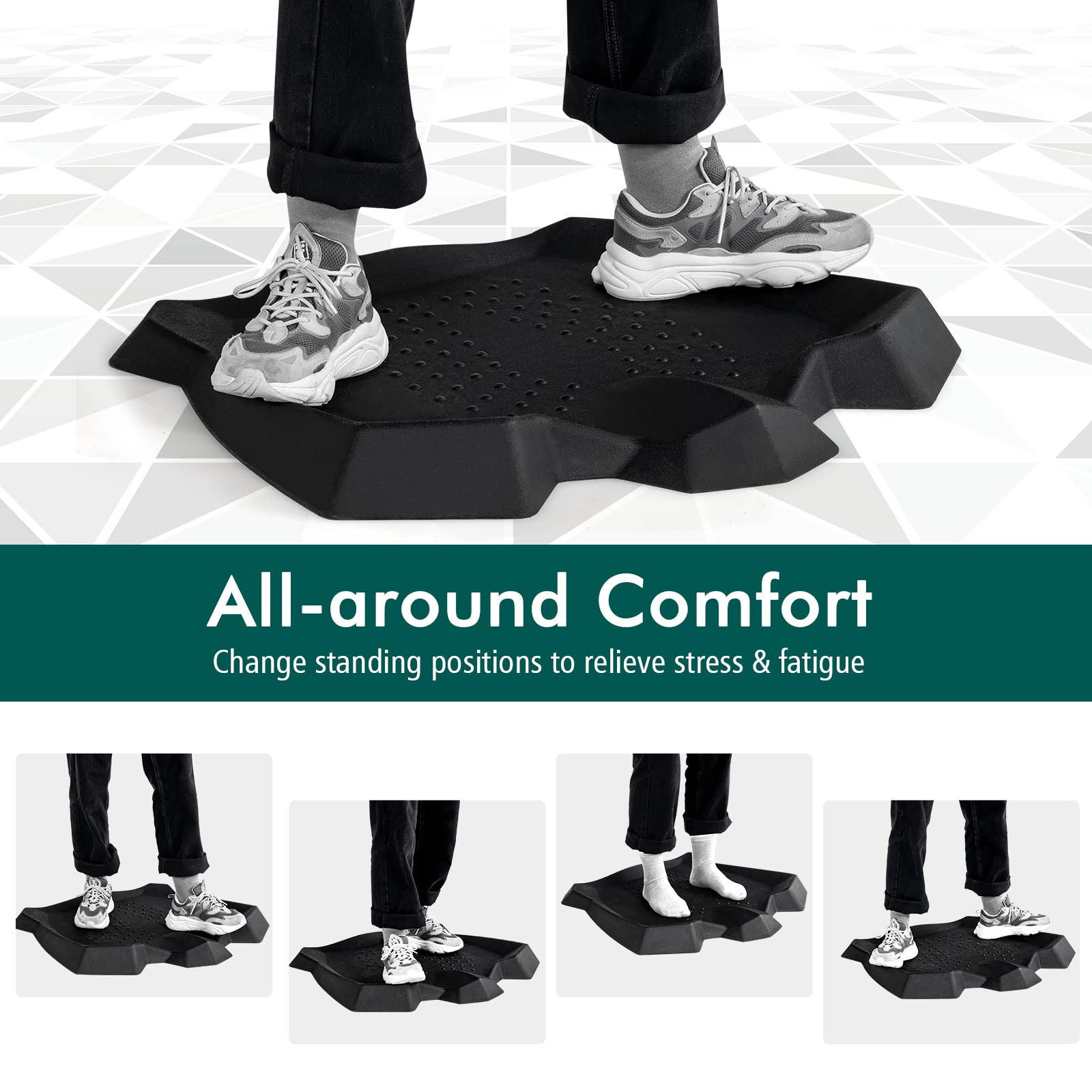 Anti Fatigue Mat, Not-Flat Standing Mat w/ Foot Massage Points Diverse Terrain & Beveled Edges for Home Kitchen Office