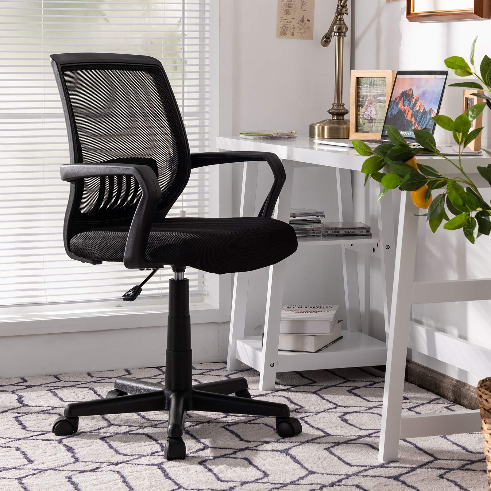 Office Chair, Mesh Desk Chairs with Wheels, Lumbar Support, Waterfall Seat