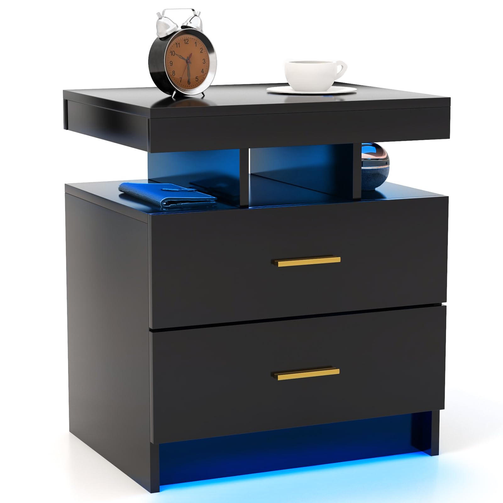 Modern Nightstand with LED Lights（1/2）