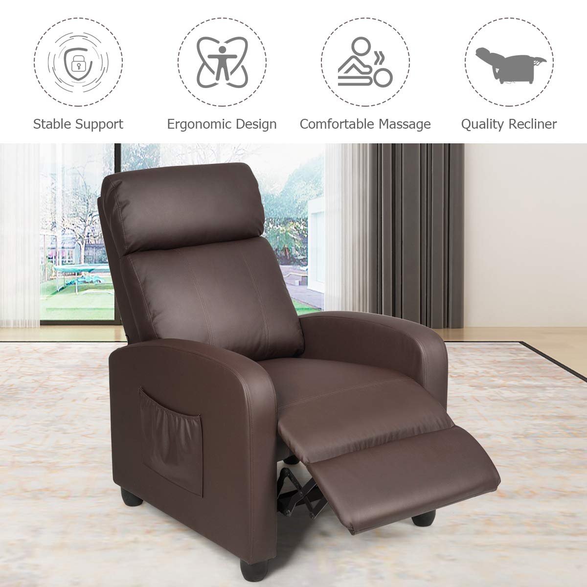 Recliner Chair for Living Room, Recliner Sofa Wingback Chair w/Massage Function
