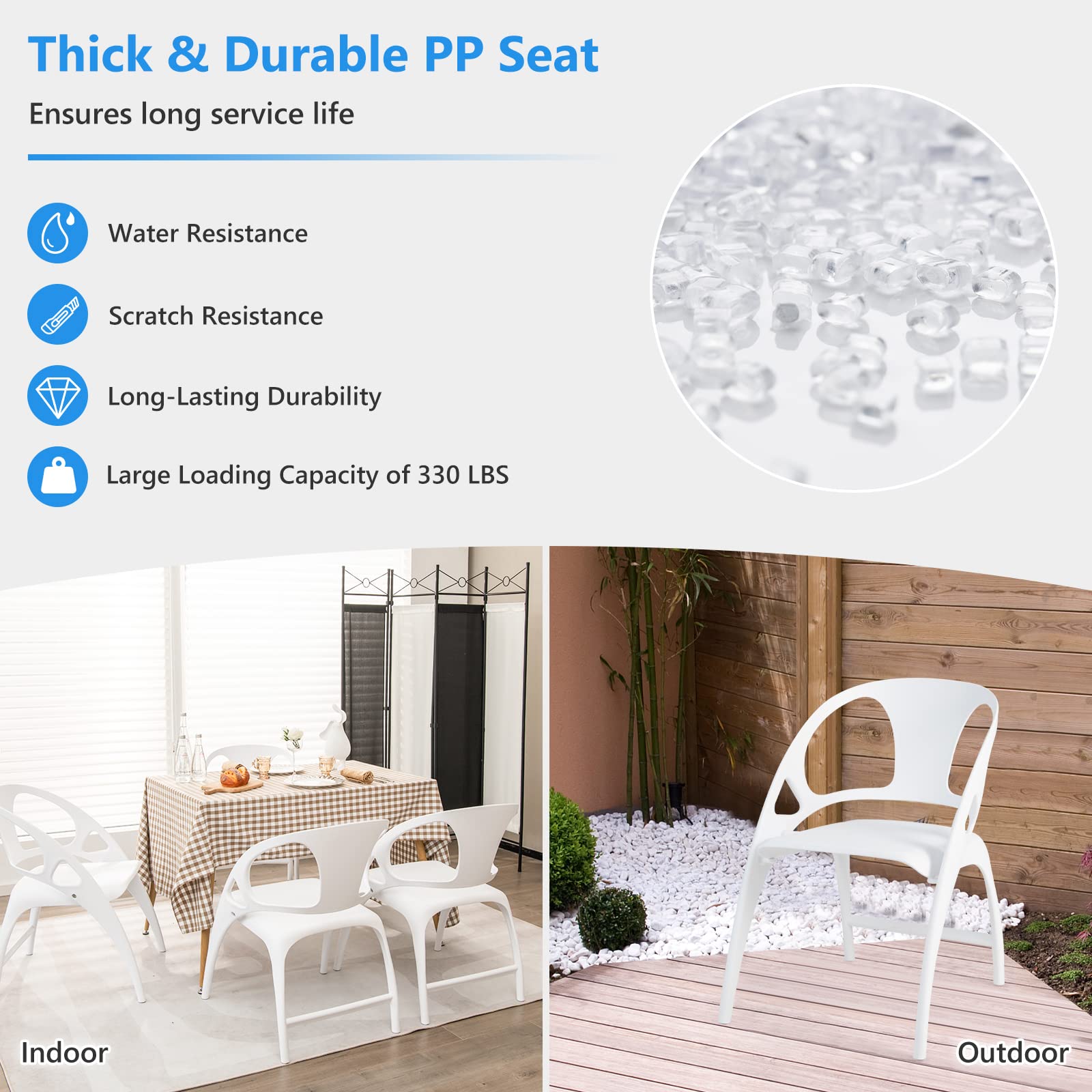 Folding Dining Chairs Set of 2/4, Outdoor Plastic Dining Chairs with Armrest and High Backrest