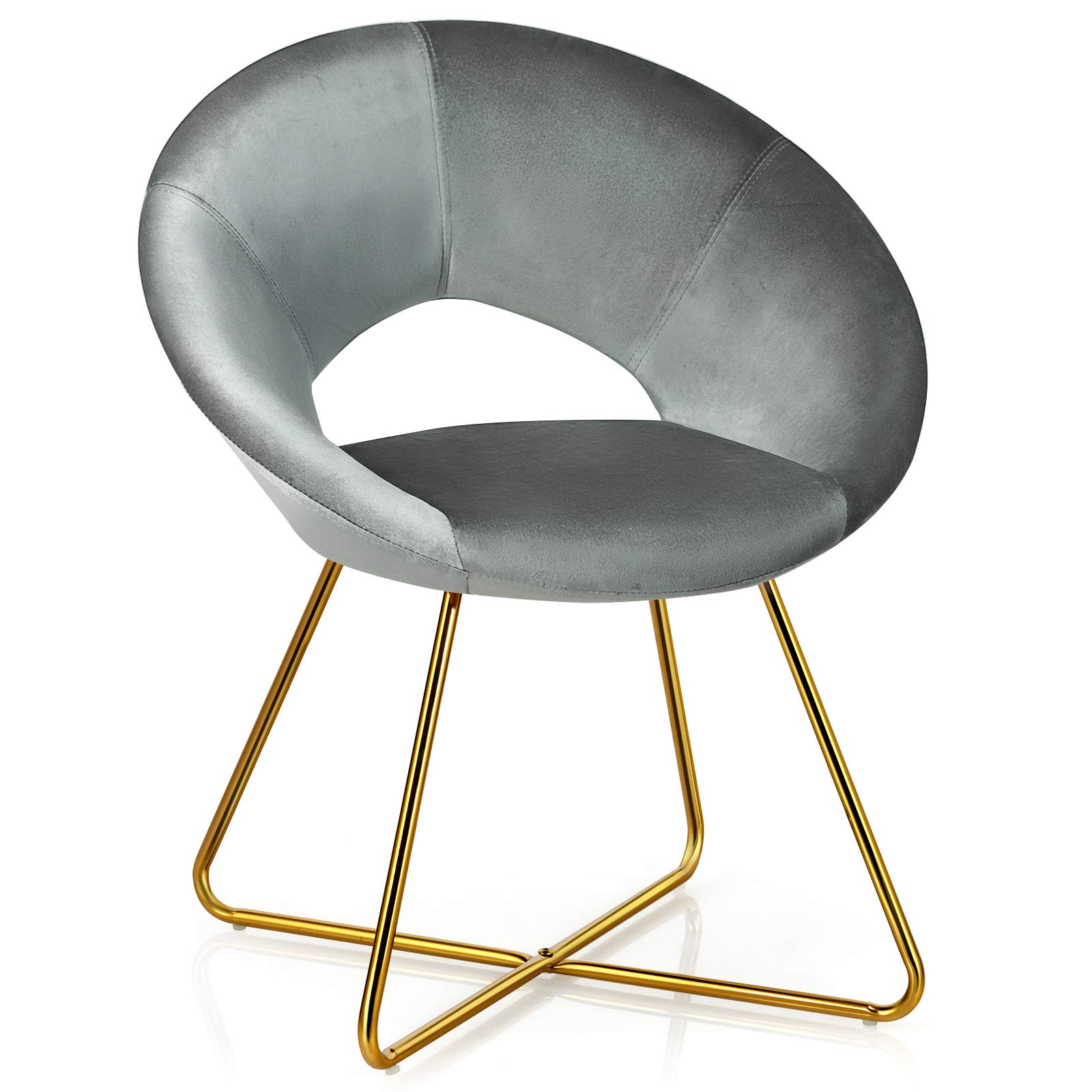 Modern Comfy Cute Upholstered Vanity Desk Chair w/Metal Legs