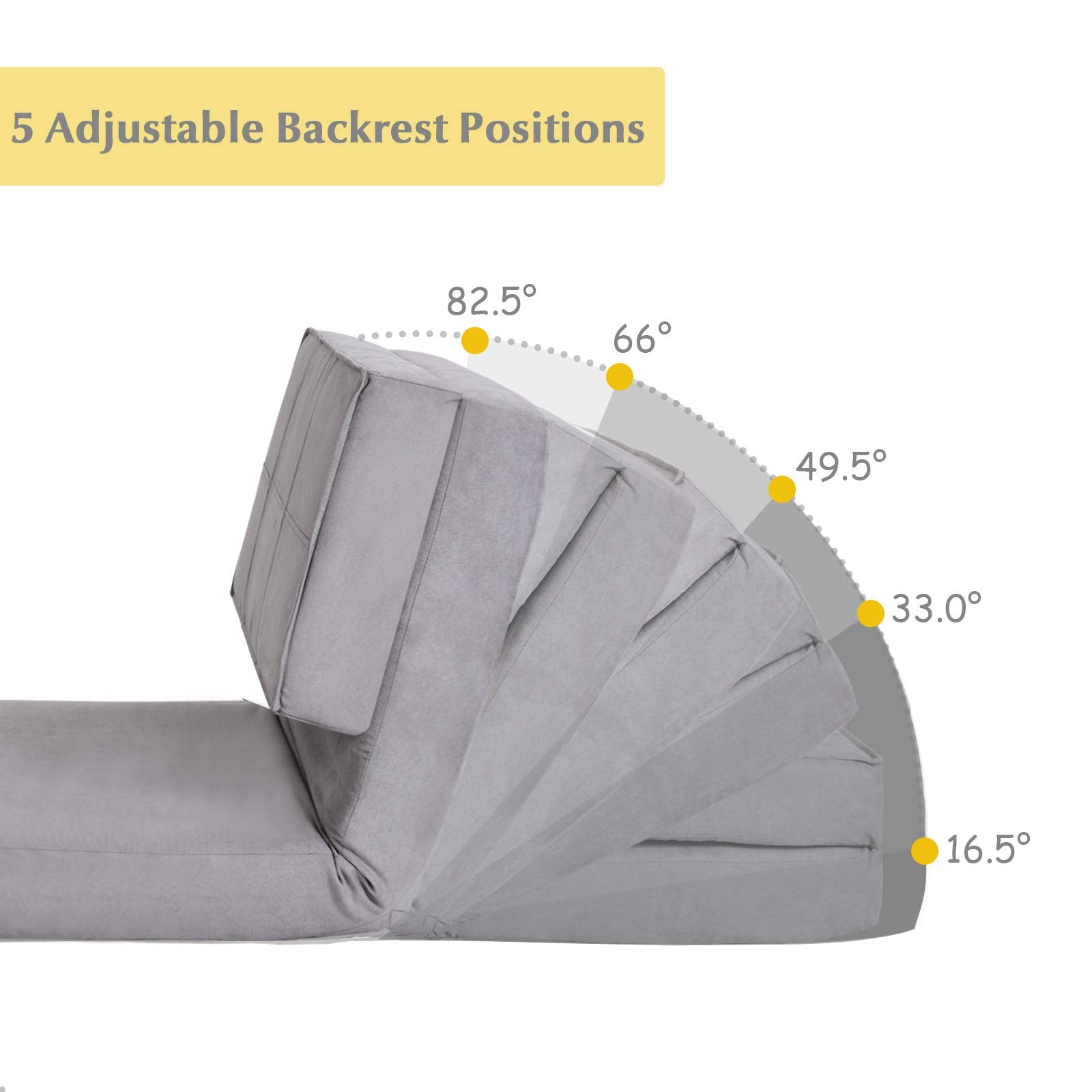 5-Position Adjustable Convertible Flip Chair, Sleeper Dorm Game Bed Couch Lounger Sofa Chair Mattress