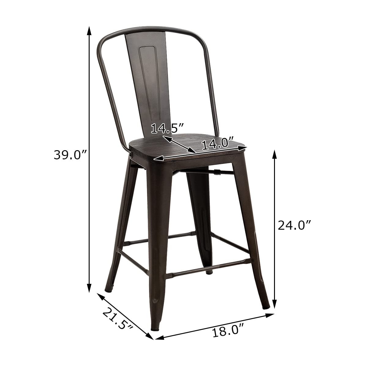 Dining Chairs Set of 4, Metal Counter Height Bar Stools Stackable Industrial Vintage Tolix Style