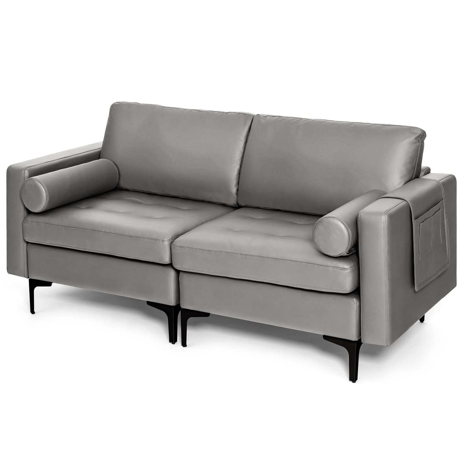 Modern Accent Sofa w/Comfy Cushion Bolster for Bedroom Reception Room