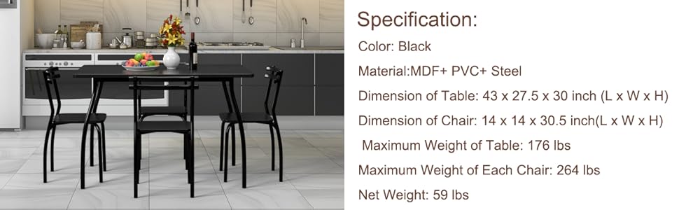 Table and 4 Chairs