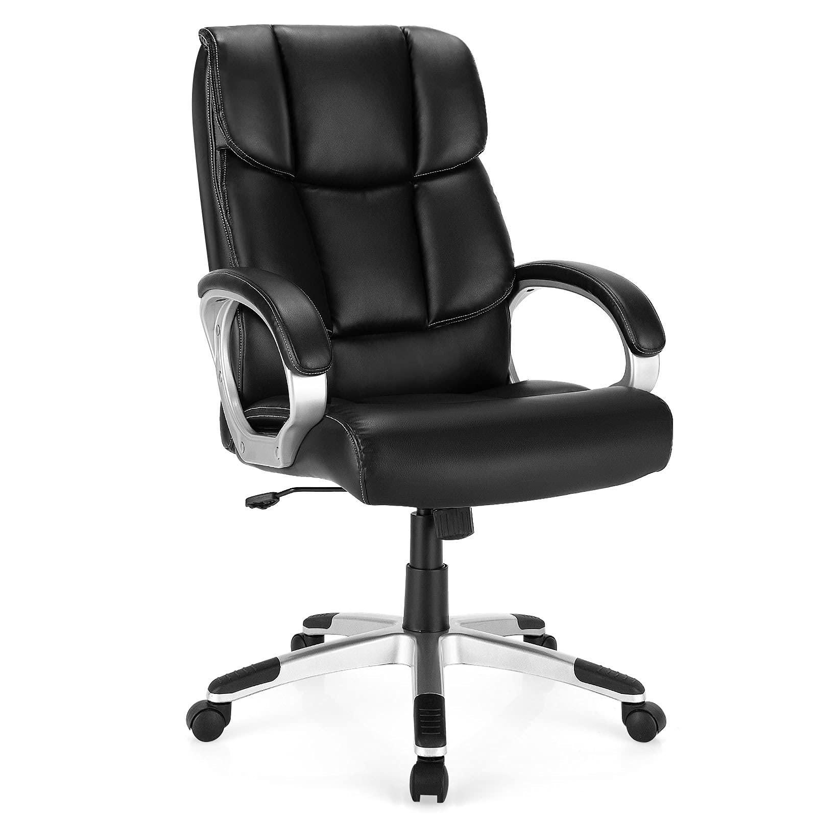 Executive Office Chair, Leather High Back Managerial Chair, Big and Tall Desk Chair with Soft Padded Armrest