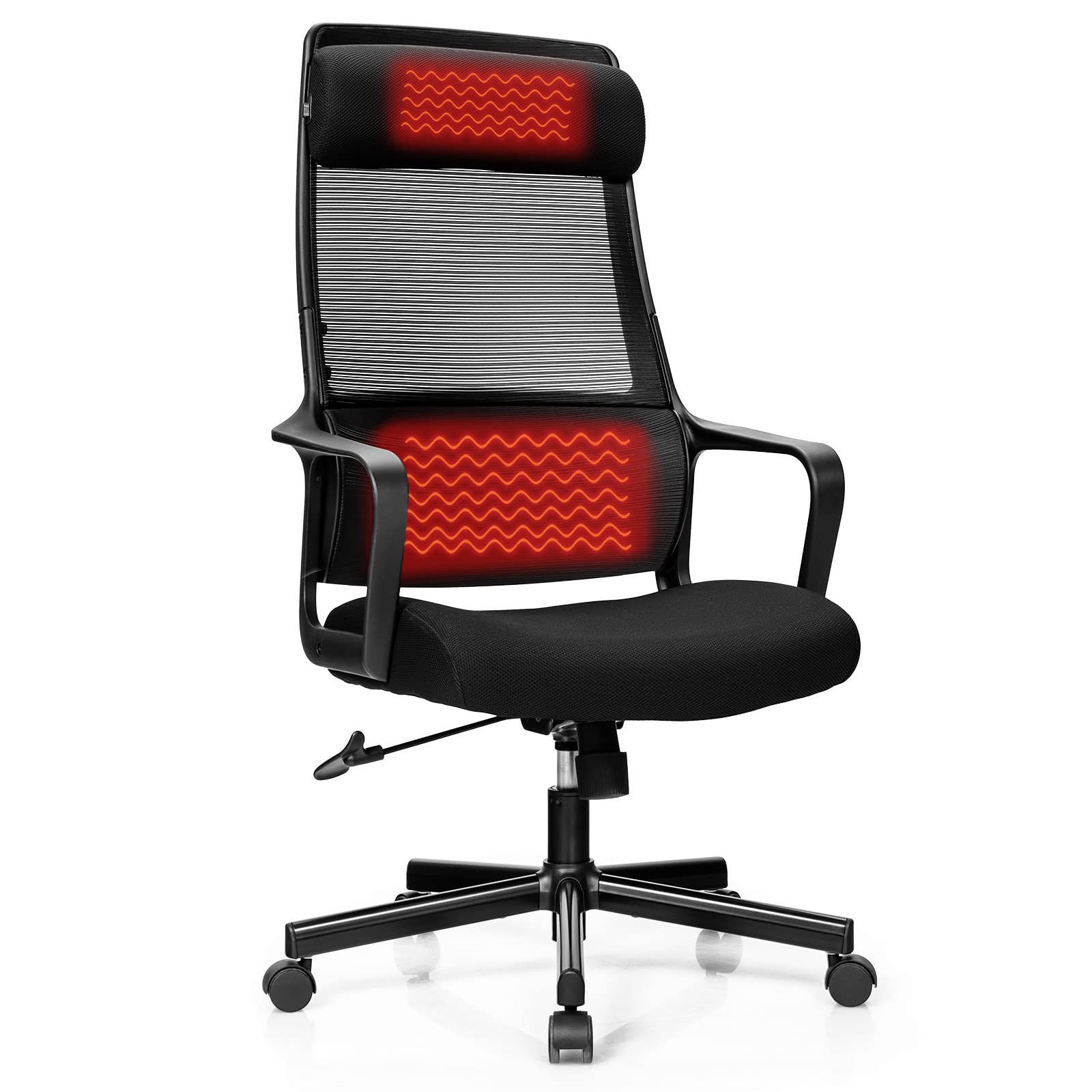 High Back Mesh Heating Headrest and Lumbar Support Armrest, Ergonomic Computer, Executive Task Home Office Desk Chairs